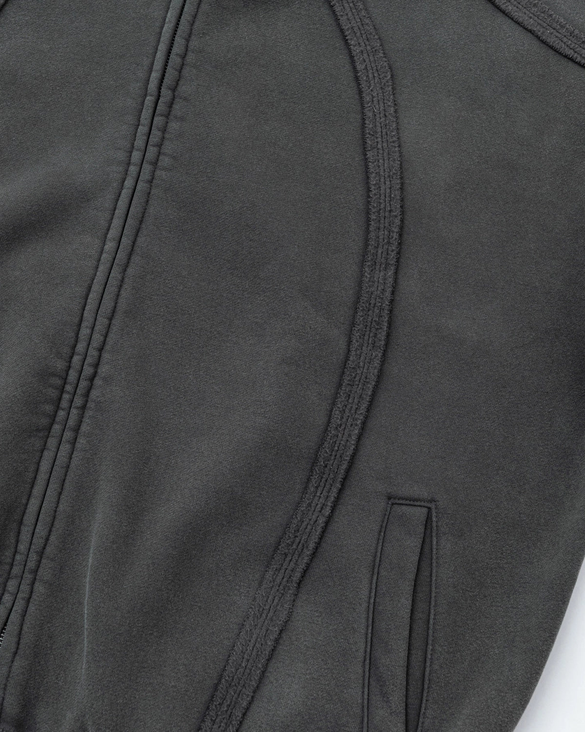 Omygoods Snow Washed Raw Edge Boxy Zip Up Hoodie