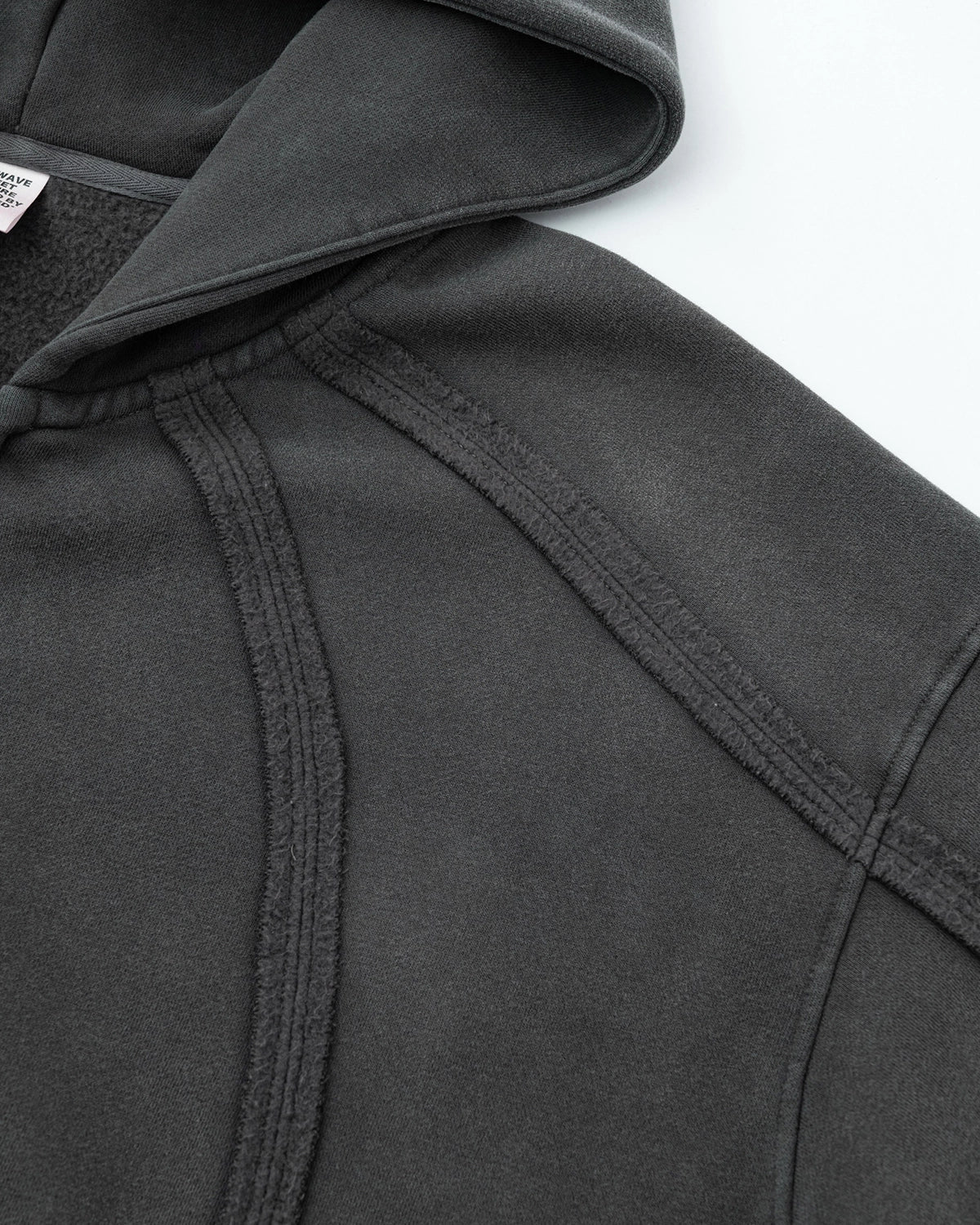Omygoods Snow Washed Raw Edge Boxy Zip Up Hoodie