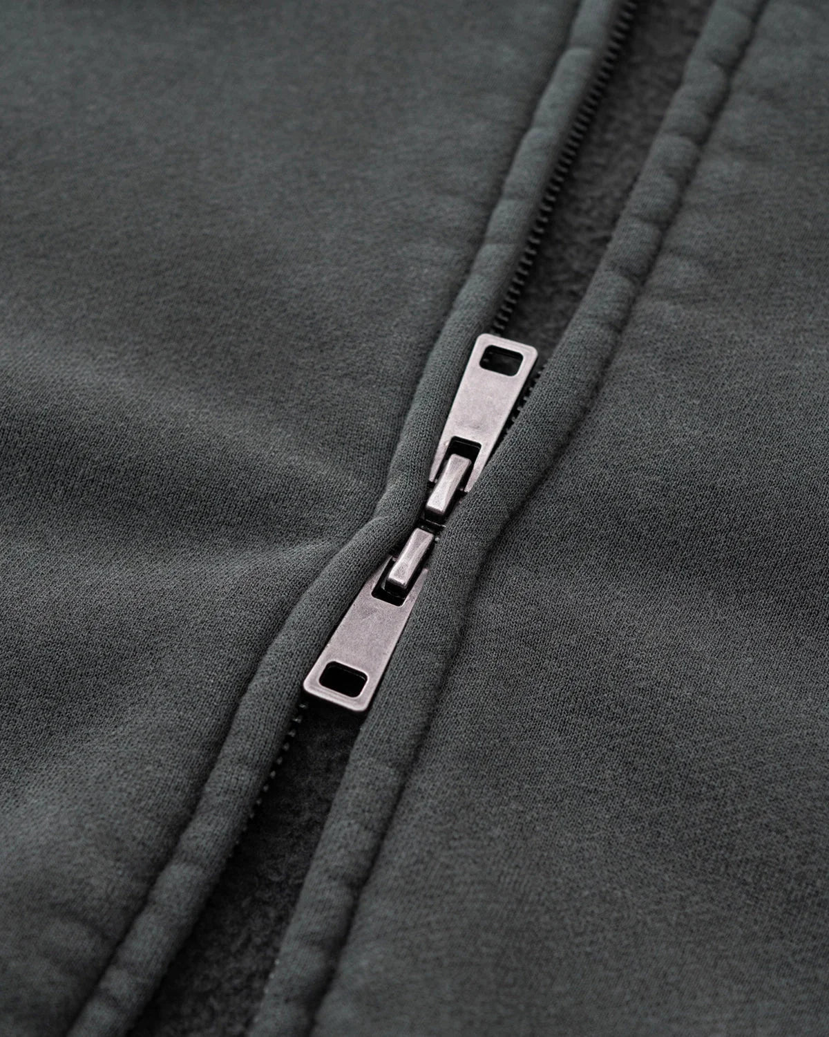 Omygoods Snow Washed Raw Edge Boxy Zip Up Hoodie