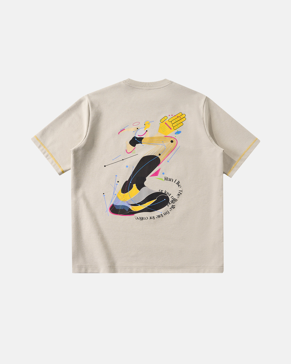 Omygoods Contrast Stitching Graphic Tee