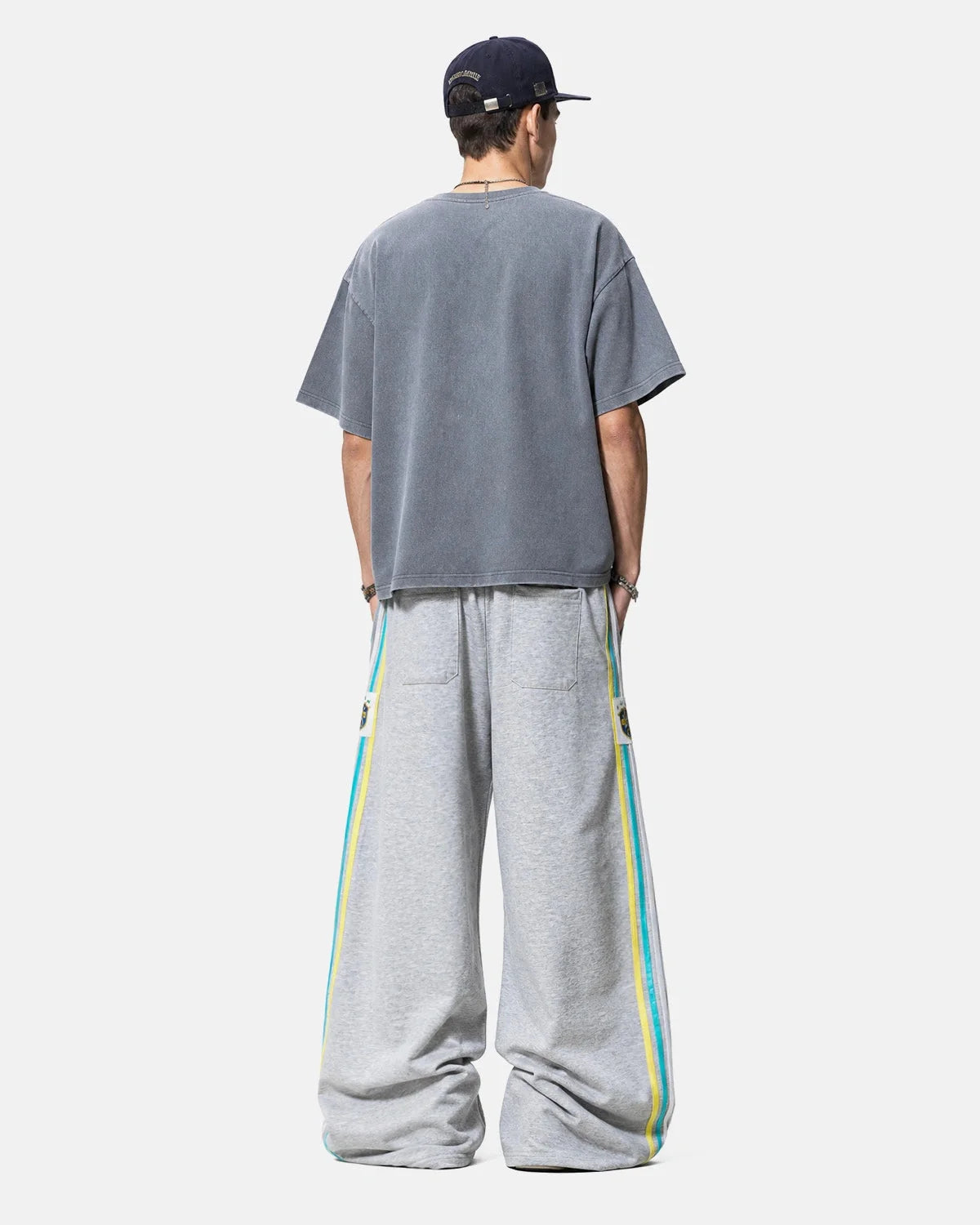 Omygoods Contrast Stripe Barrel Sweatpants