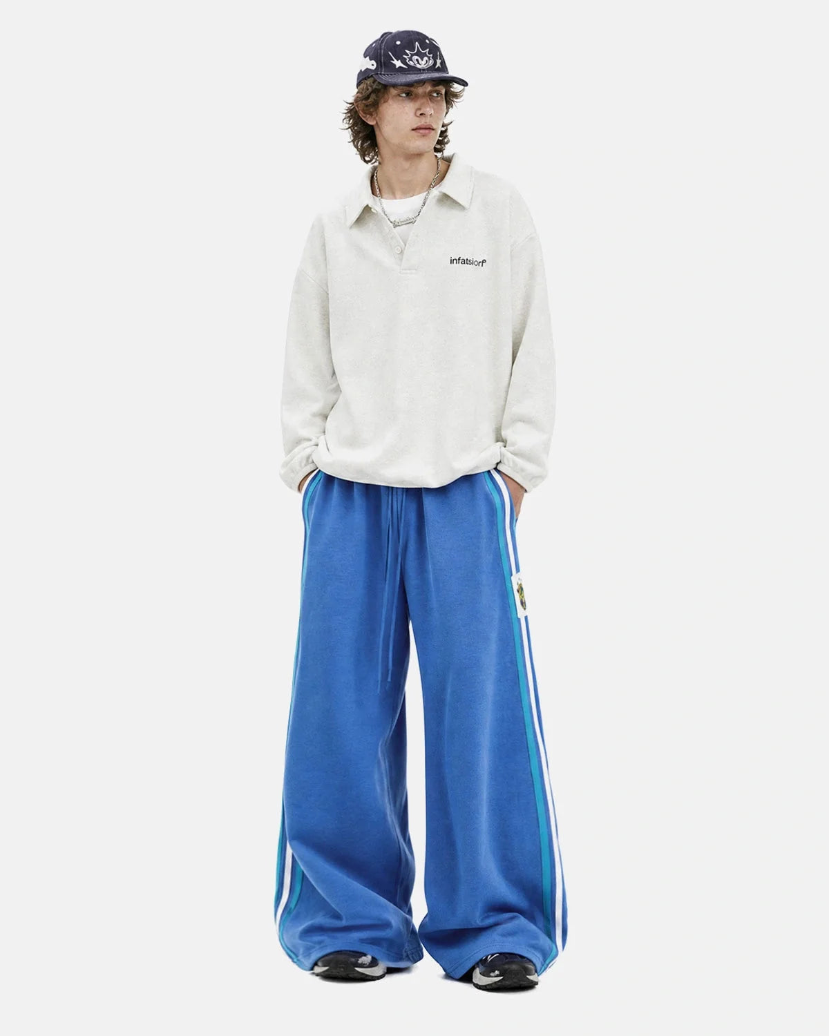 Omygoods Contrast Stripe Barrel Sweatpants