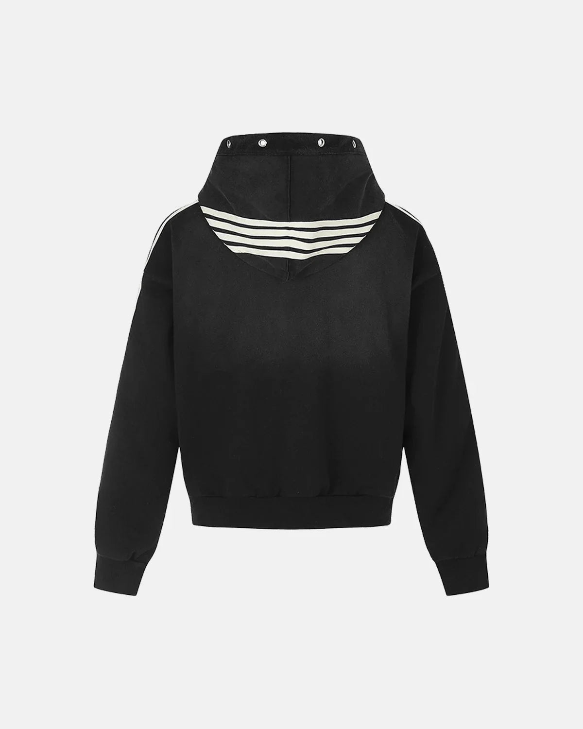 Omygoods Contrast Stripe Eyelet Boxy Zip Up Hoodie