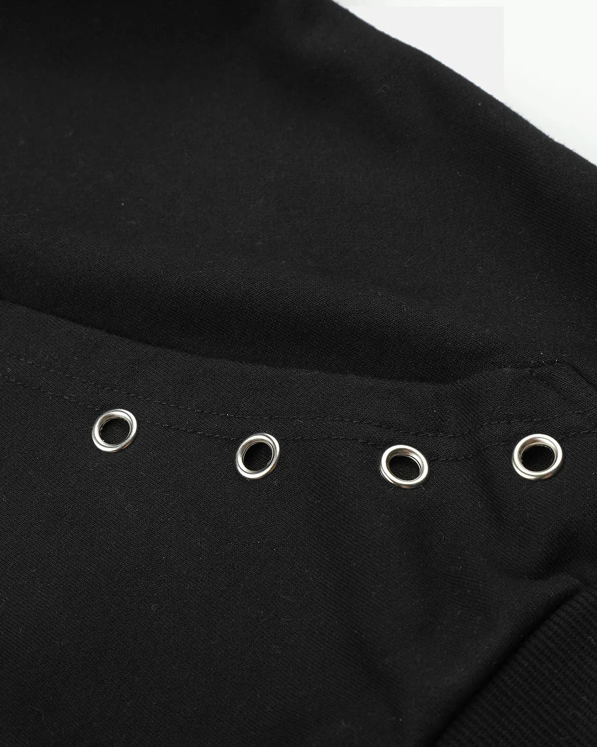 Omygoods Contrast Stripe Eyelet Boxy Zip Up Hoodie