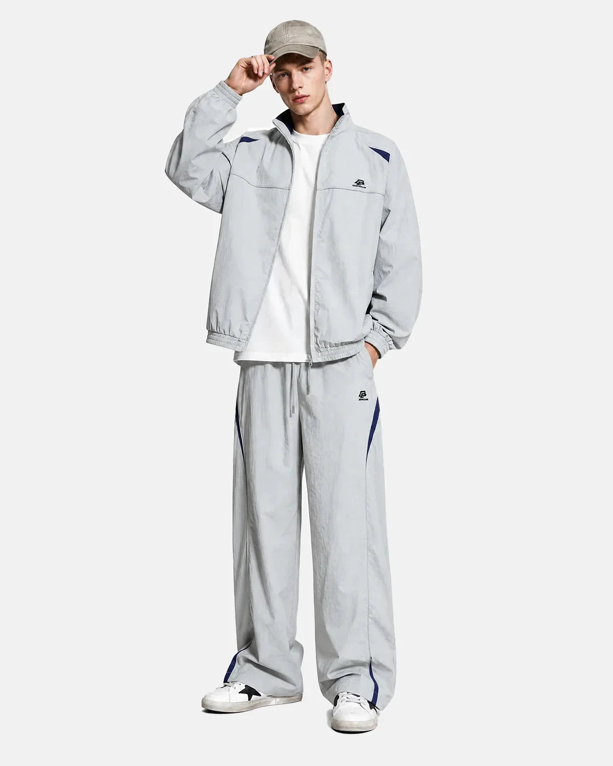 Omygoods Contrast Stripe Wide Leg Track Pants