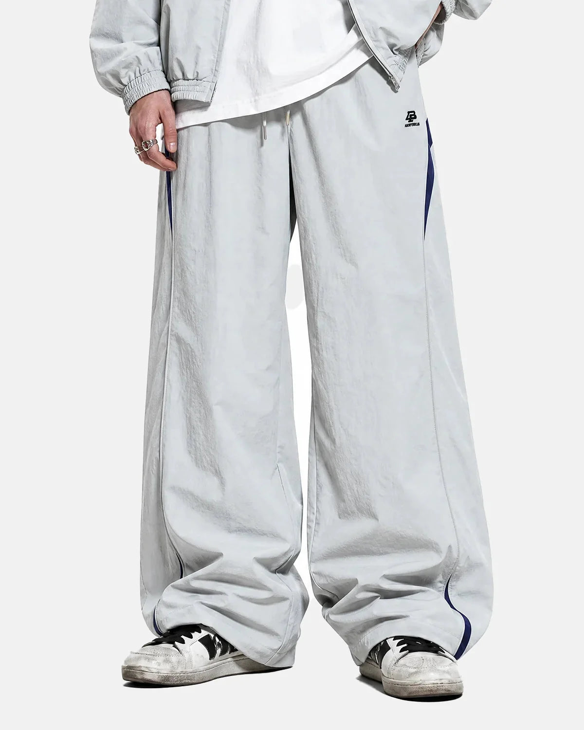 Omygoods Contrast Stripe Wide Leg Track Pants