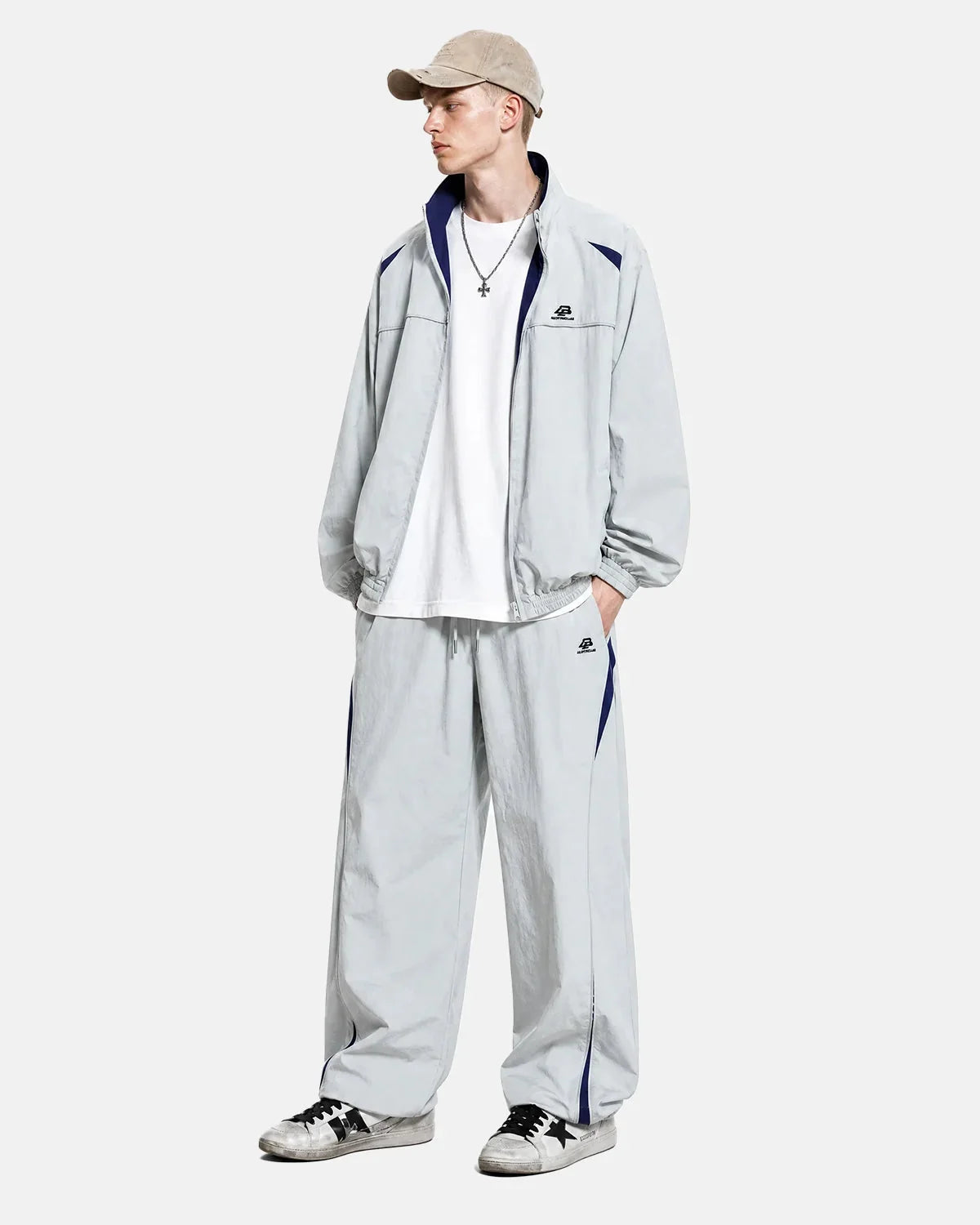 Omygoods Contrast Stripe Wide Leg Track Pants