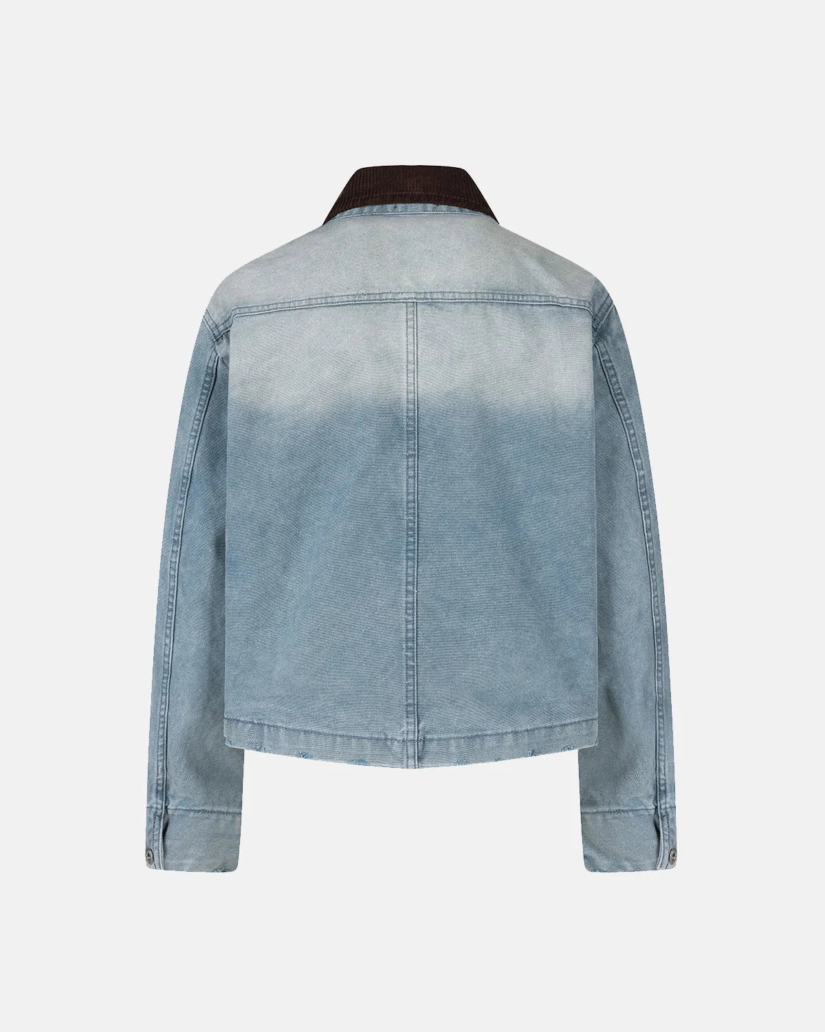 Omygoods Corduroy Collar Boxy Denim Jacket