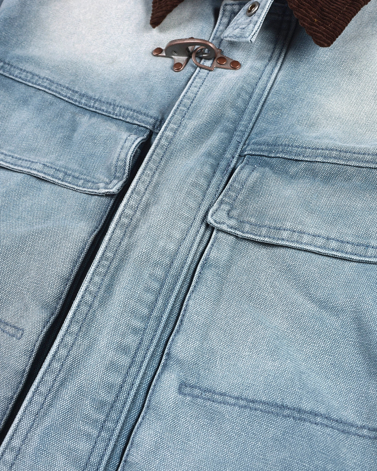 Omygoods Corduroy Collar Boxy Denim Jacket
