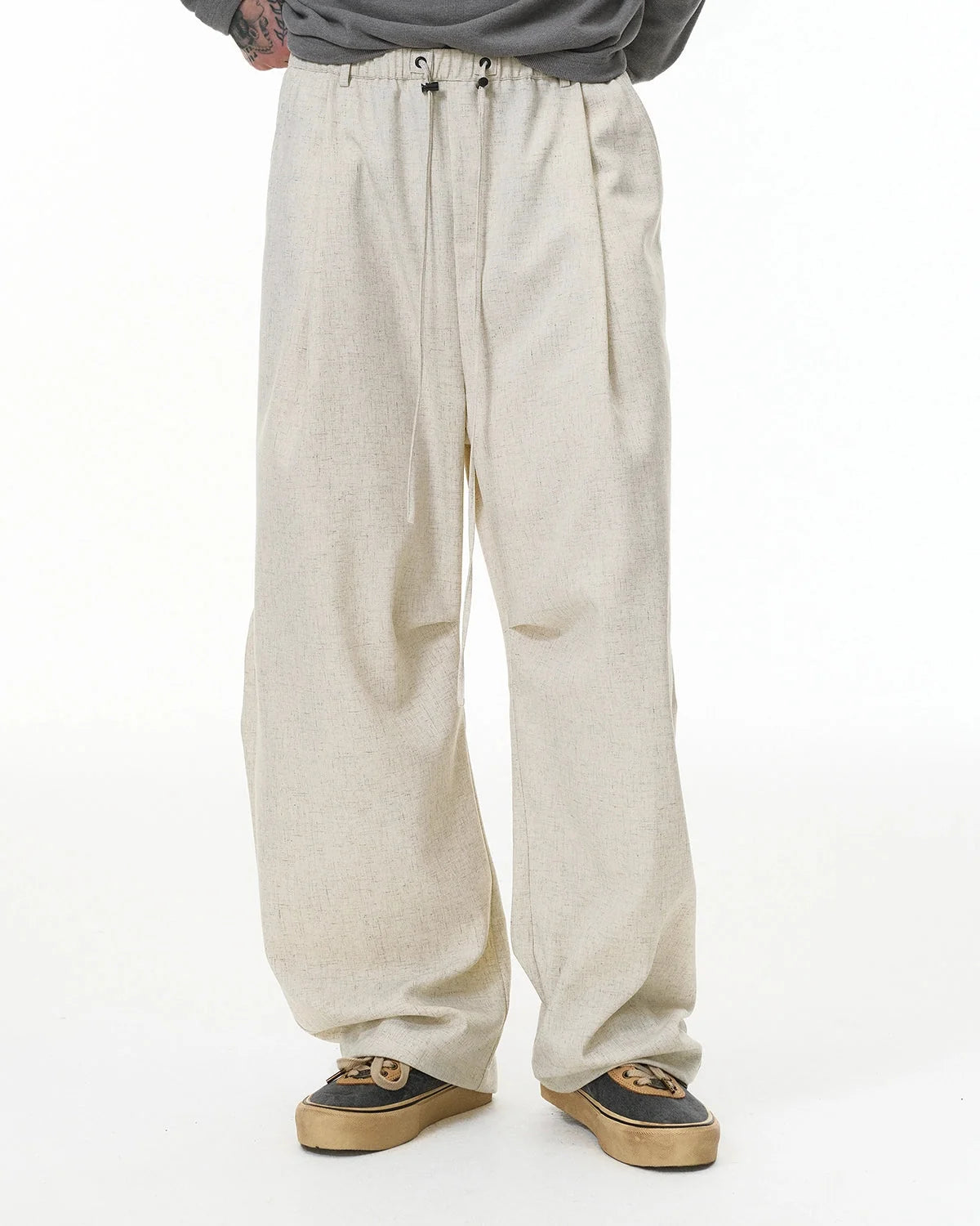 Omygoods Cotton Linen Wide-Leg Pants