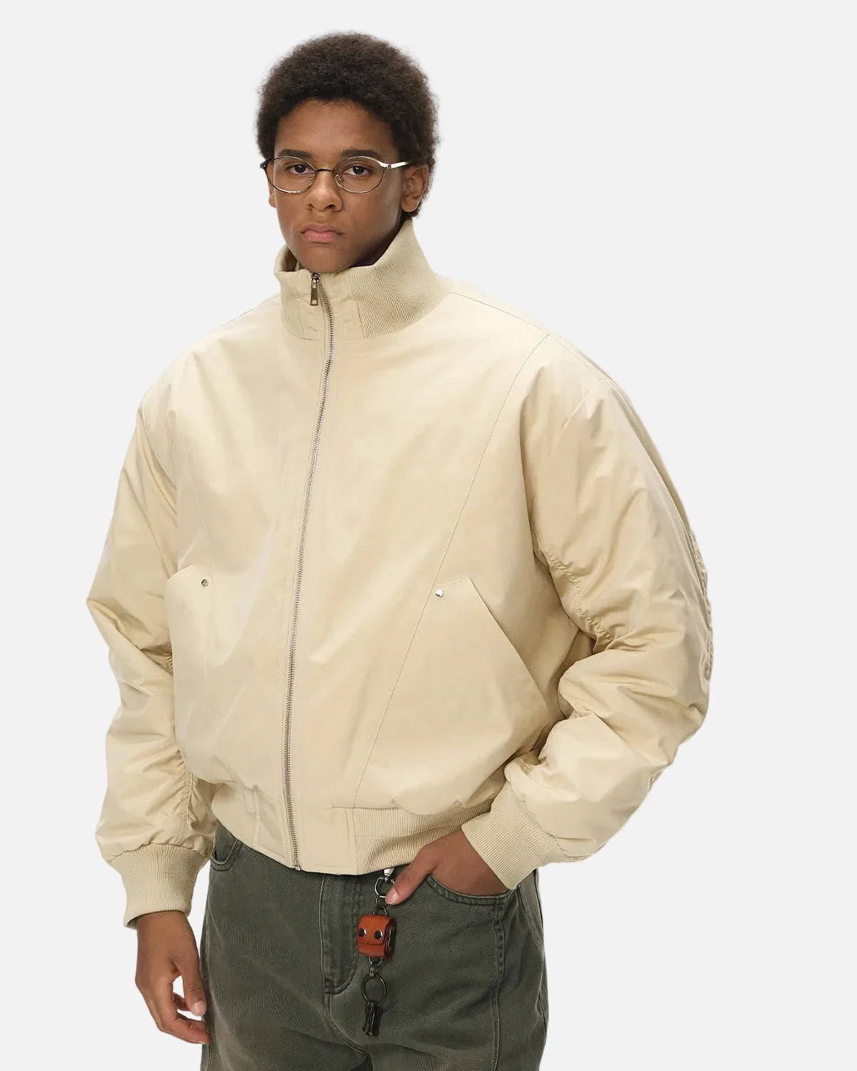 Omygoods Cotton Padded Bomber Jacket