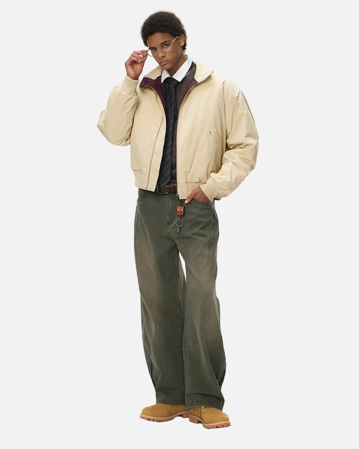 Omygoods Cotton Padded Bomber Jacket