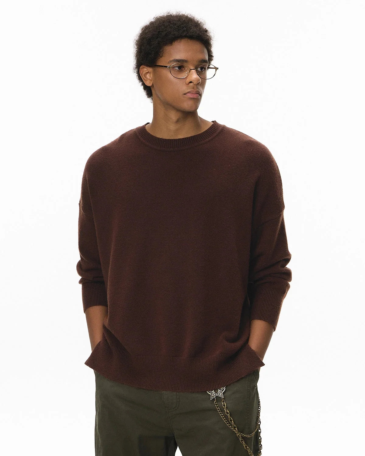 Omygoods Crew Neck Knit Sweater