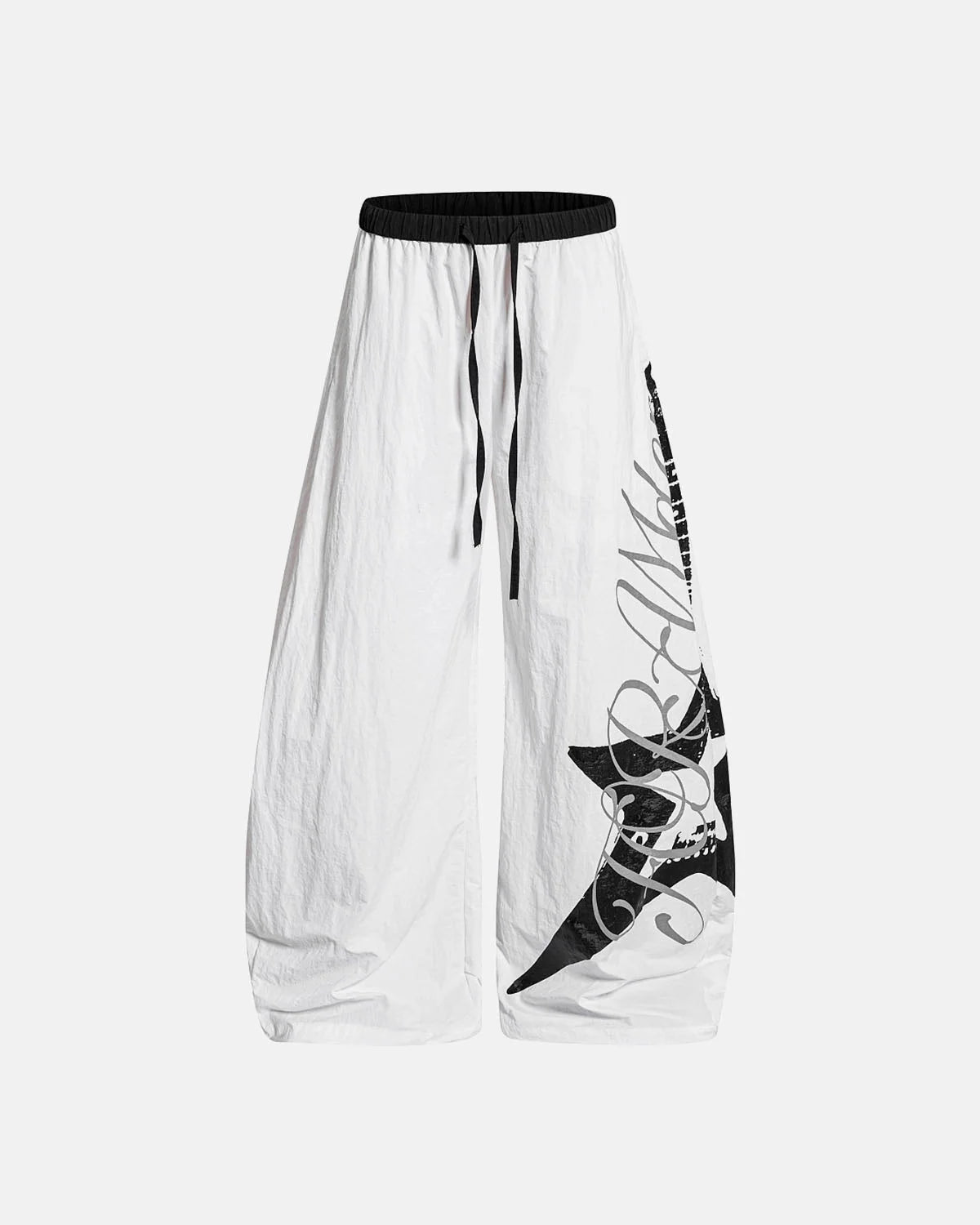 Omygoods Crinkle Nylon Barrel Track Pants
