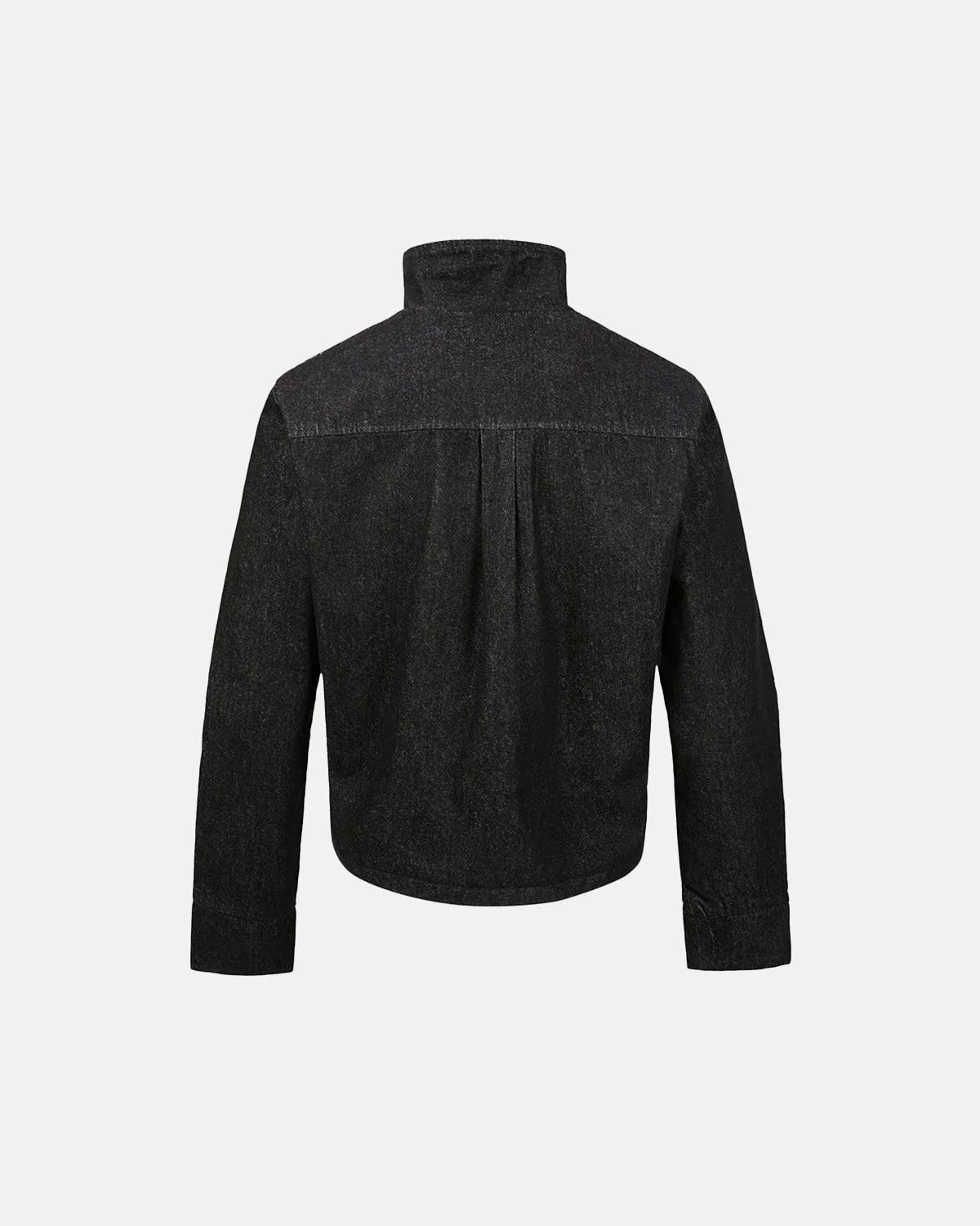 Omygoods Cropped Asymmetric Button Denim Jacket