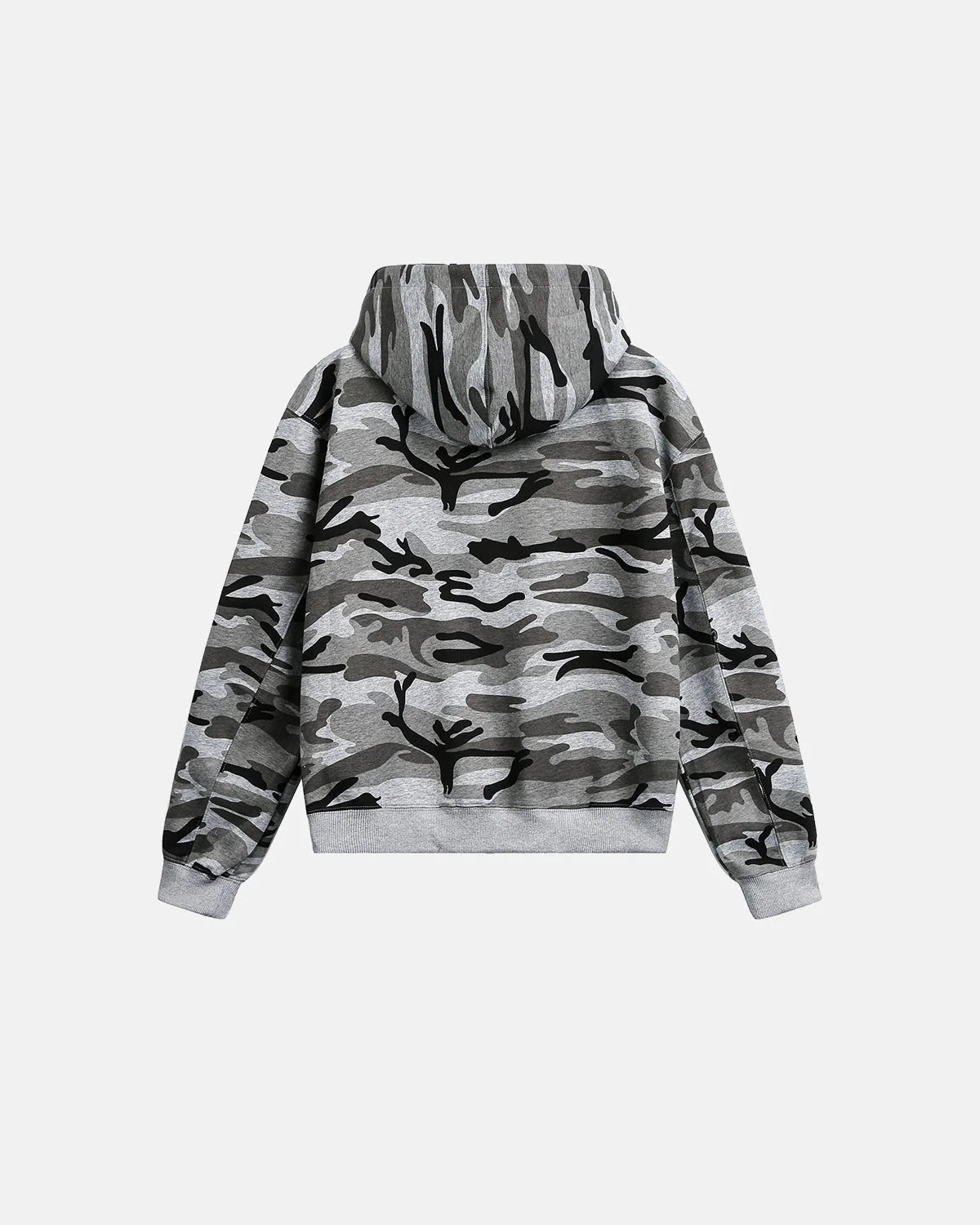 Omygoods Cropped Camouflage Zip Up Hoodie