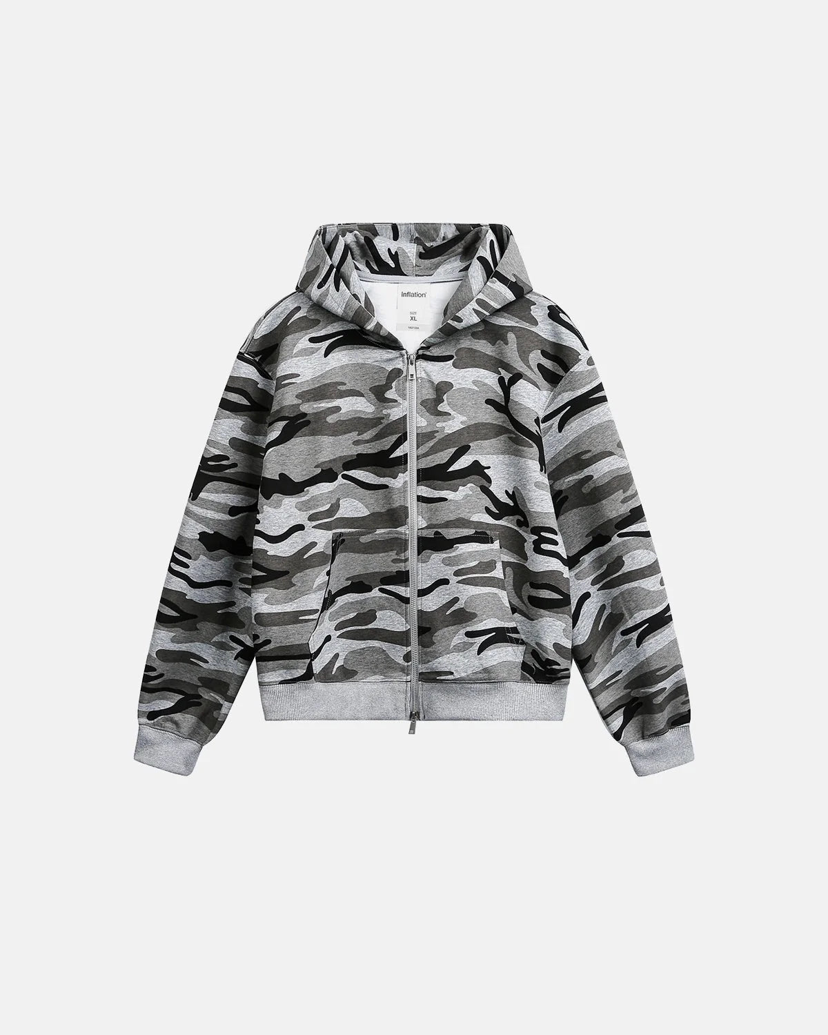 Omygoods Cropped Camouflage Zip Up Hoodie