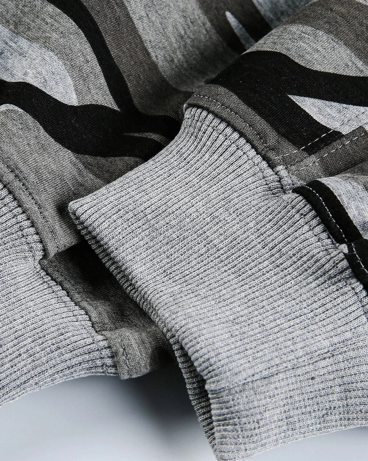 Omygoods Cropped Camouflage Zip Up Hoodie