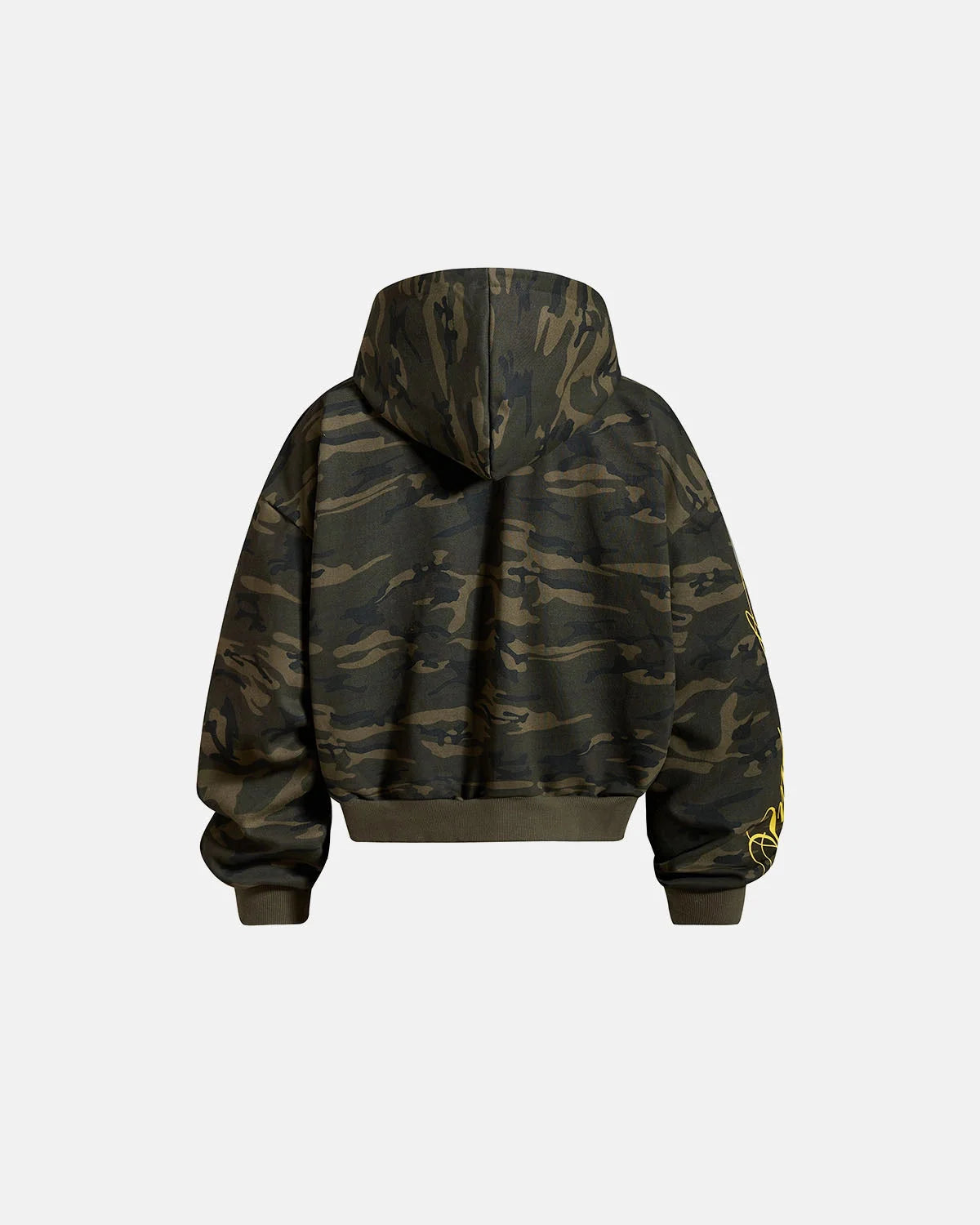 Omygoods Cropped Script Zip Hoodie Oversized