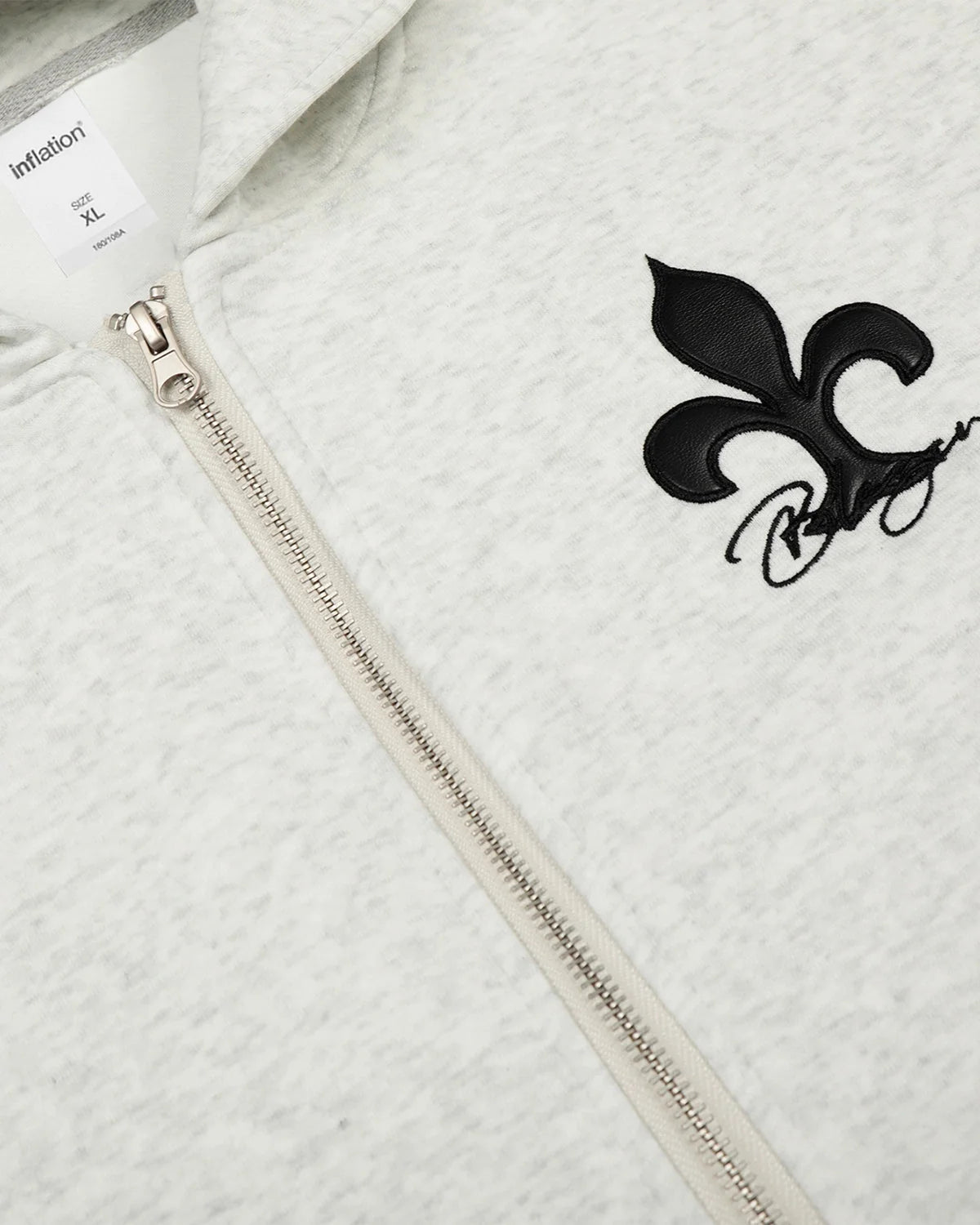 Omygoods Cross PU Patch Embroidery Zip Up Hoodie