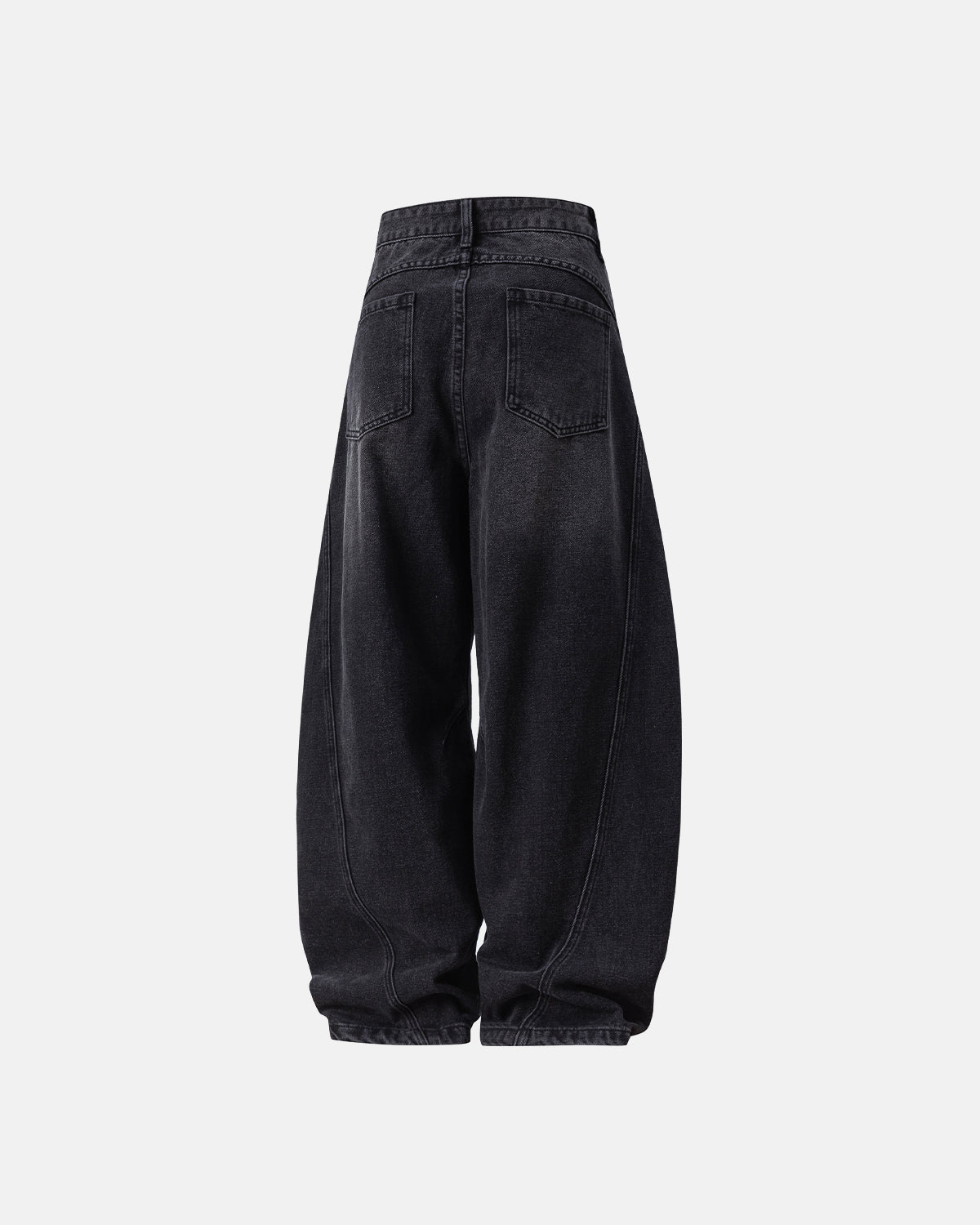Omygoods Curved Seam Deconstructed Barrel Jeans