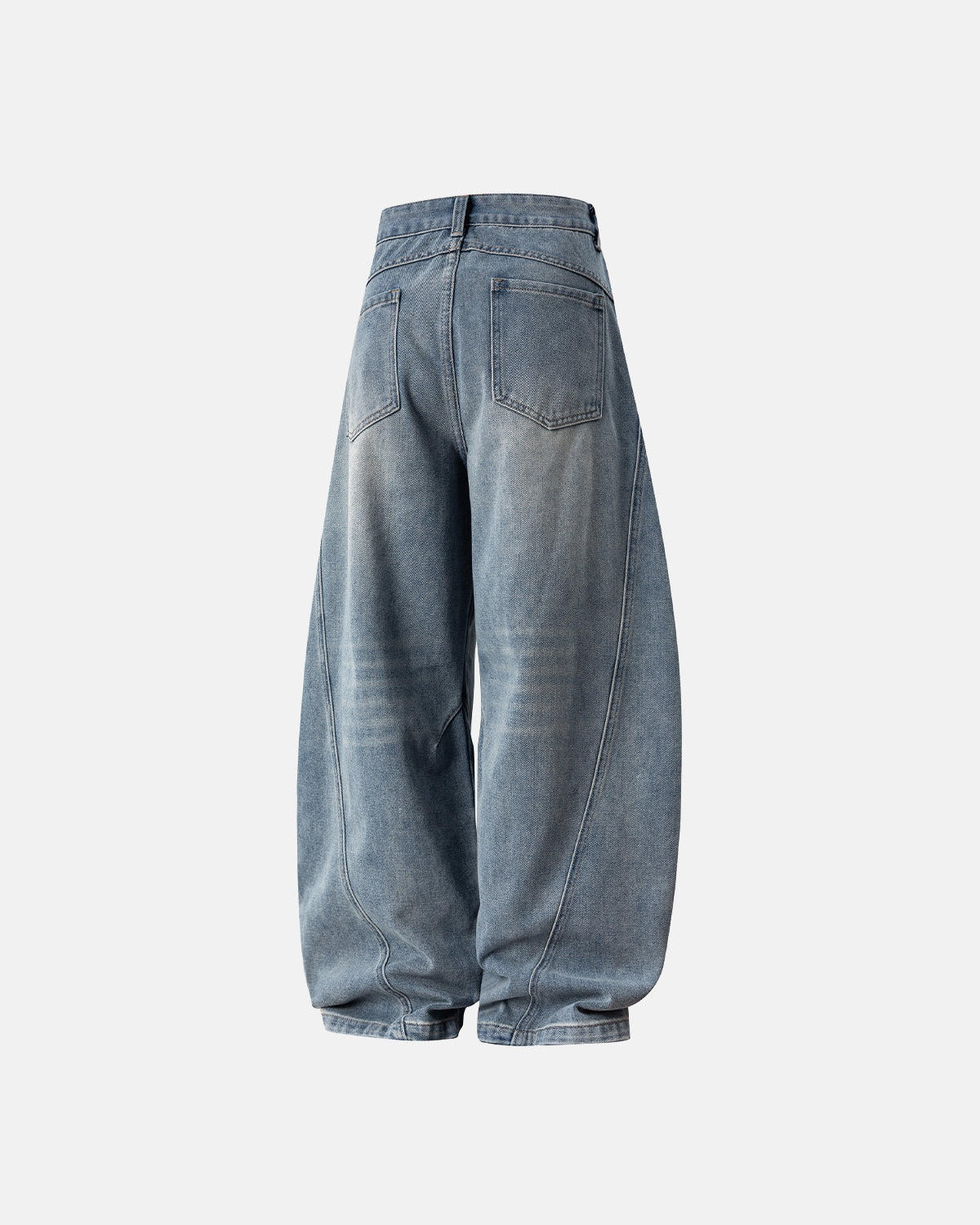Omygoods Curved Seam Deconstructed Barrel Jeans