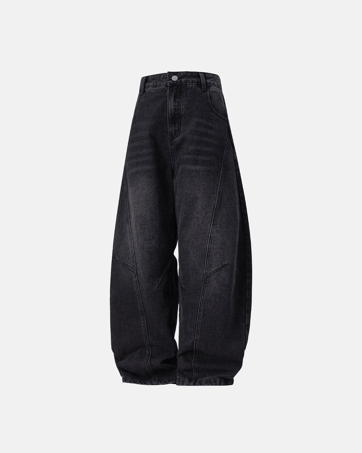 Omygoods Curved Seam Deconstructed Barrel Jeans
