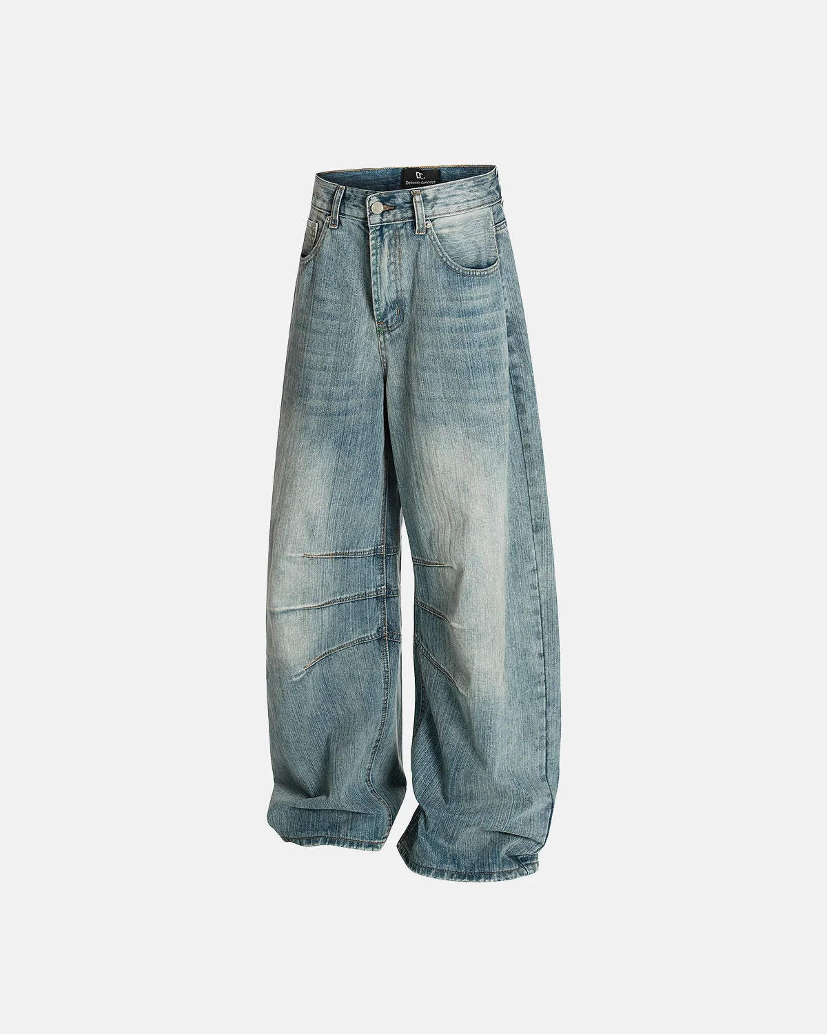 Omygoods Deconstructed Bamboo Weave Baggy Jeans