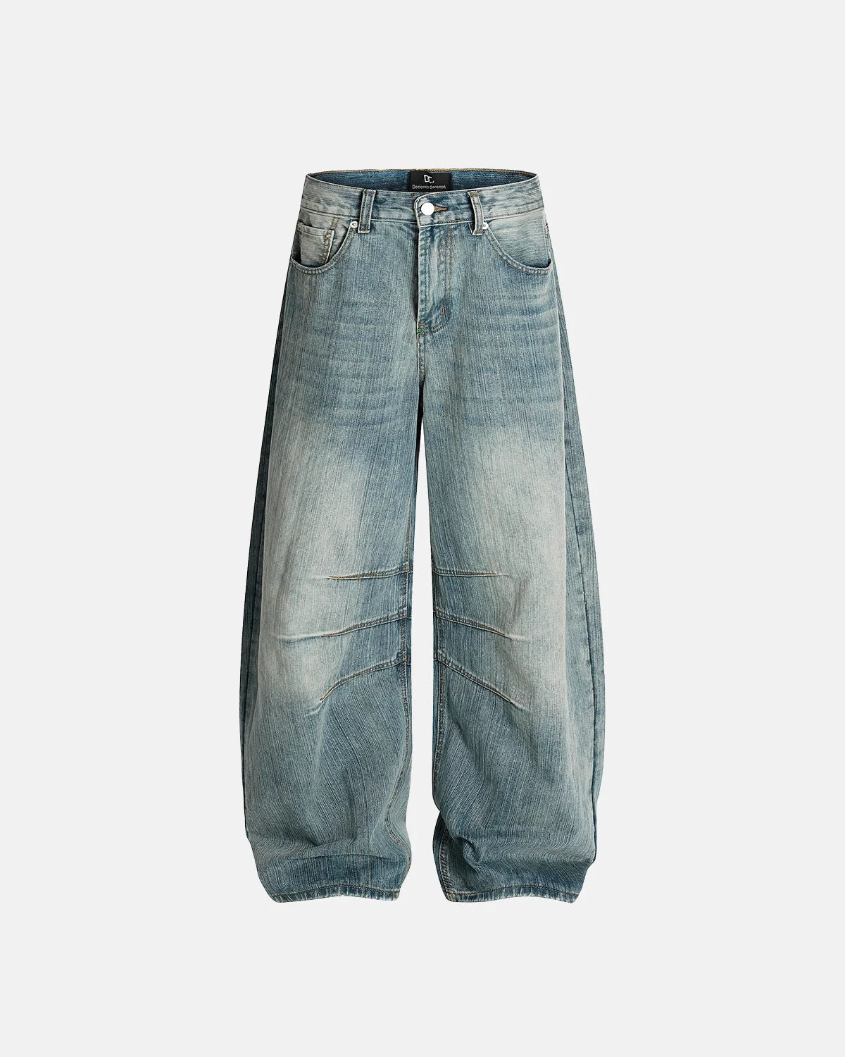 Omygoods Deconstructed Bamboo Weave Baggy Jeans