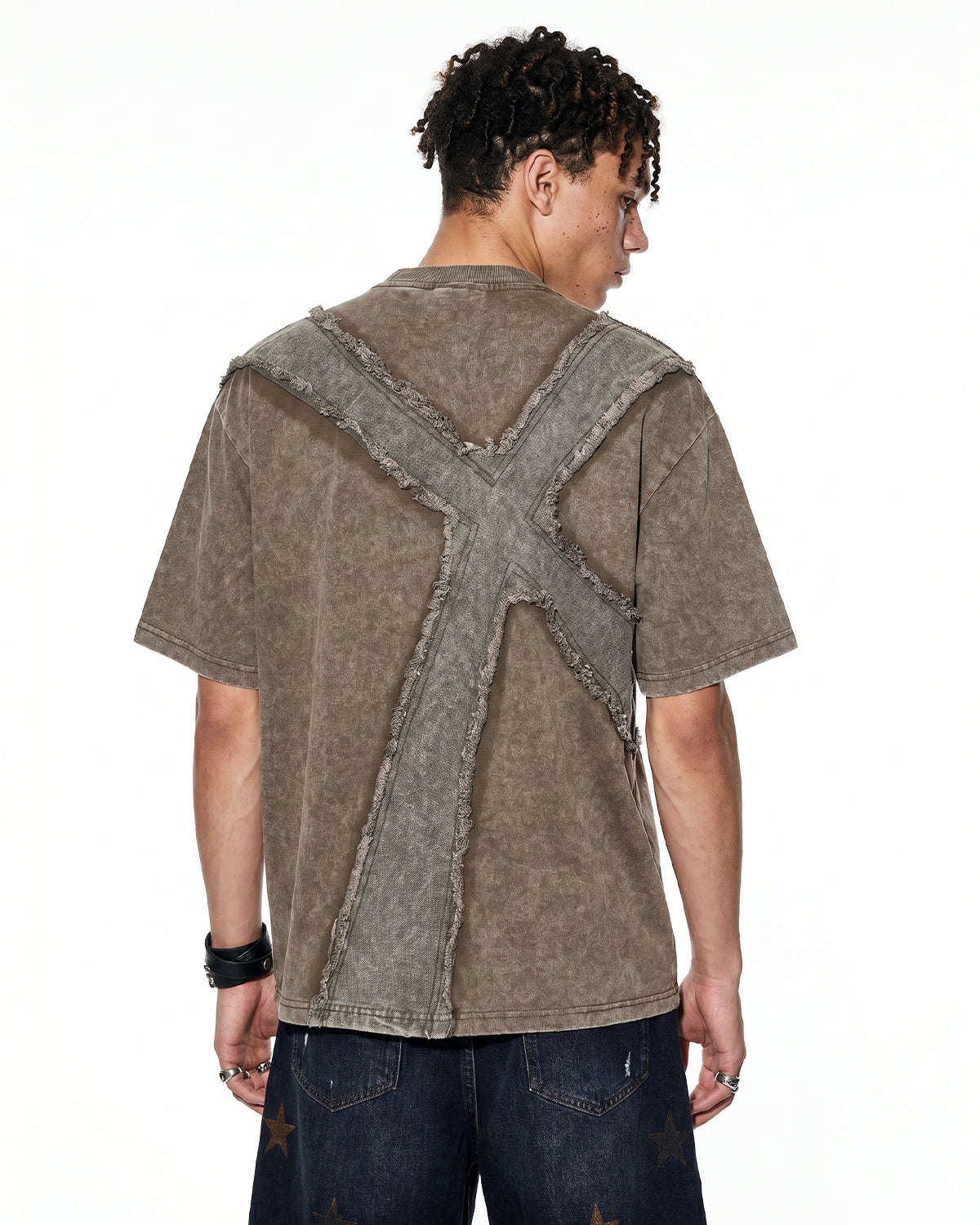 Omygoods Deconstructed Cross Washed T-Shirt