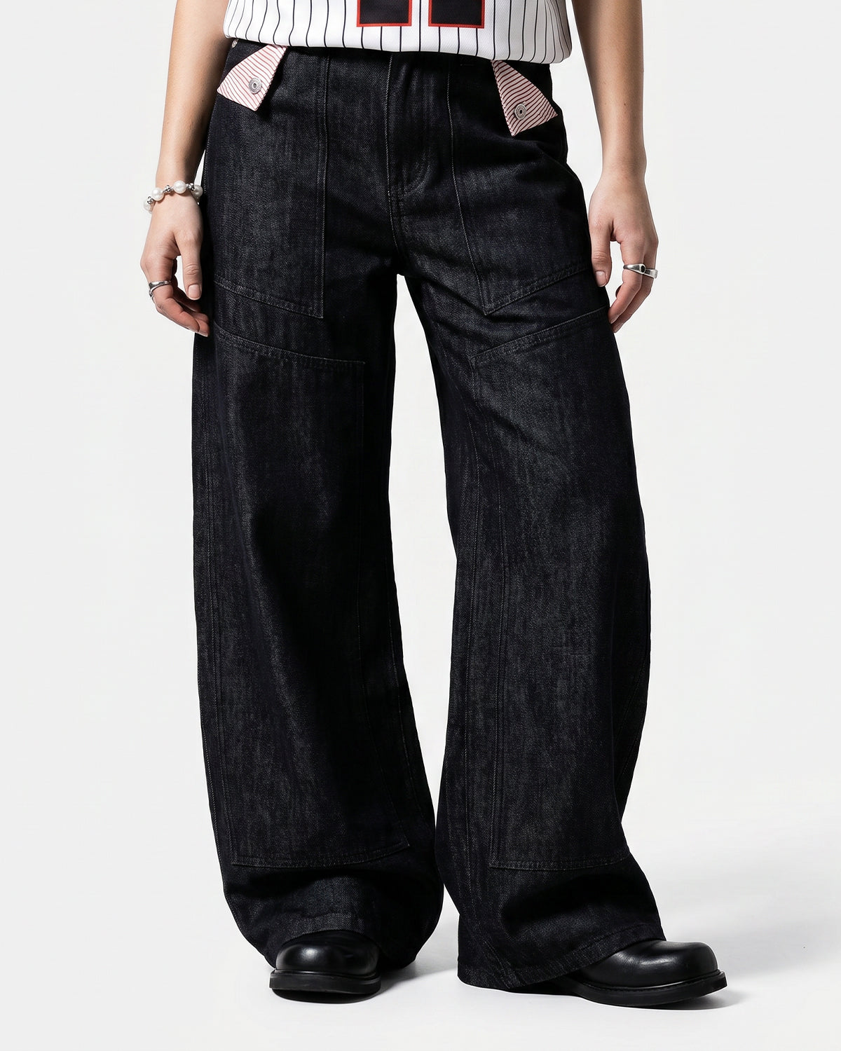Omygoods Deconstructed Utility Baggy Jeans