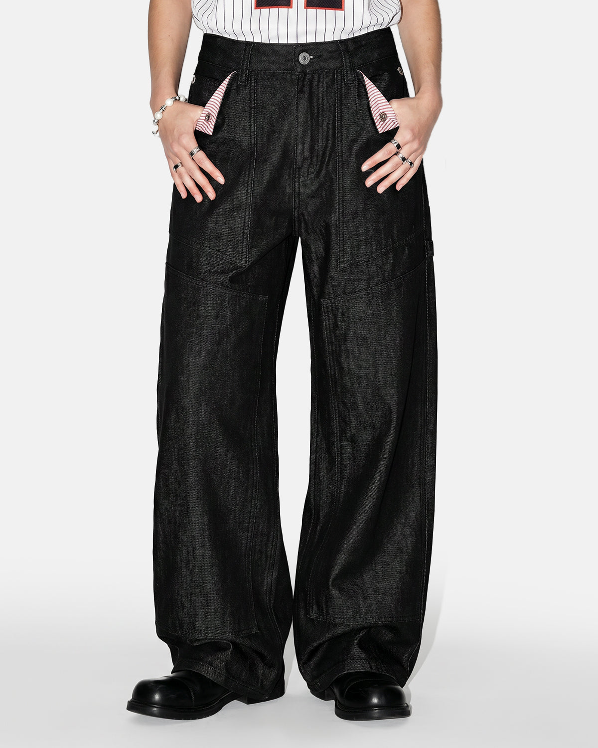 Omygoods Deconstructed Utility Baggy Jeans