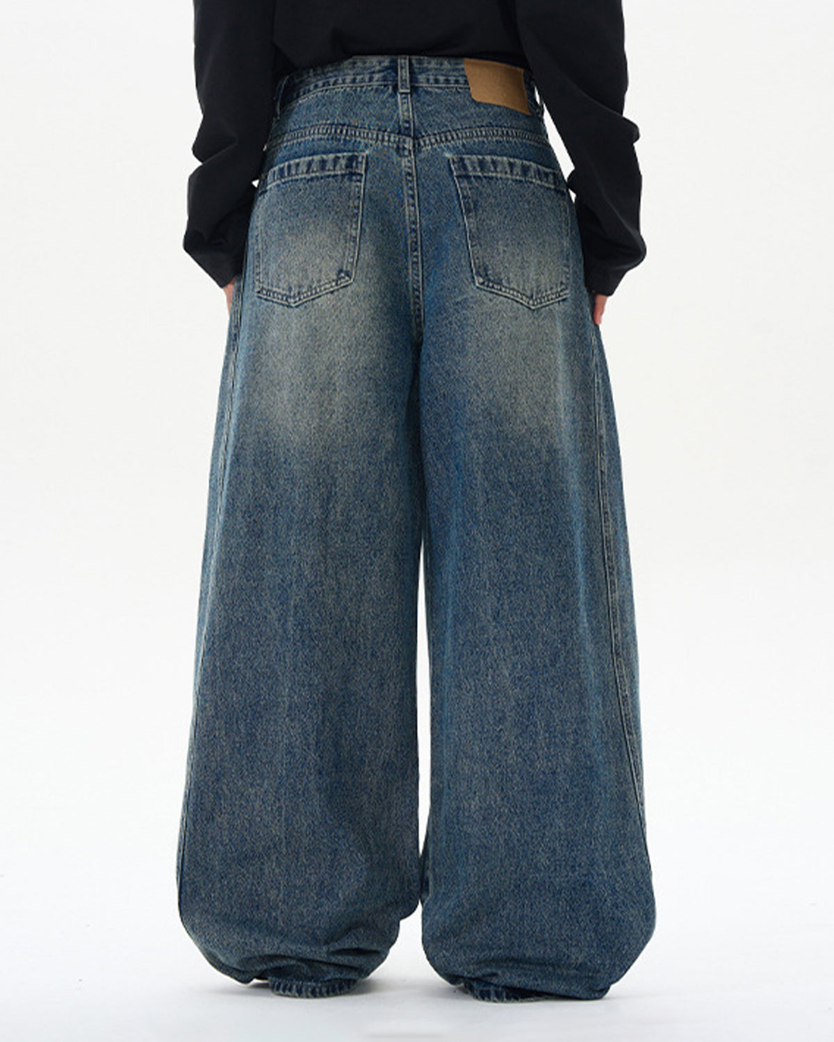 Omygoods Deconstructed Washed Barrel Jeans