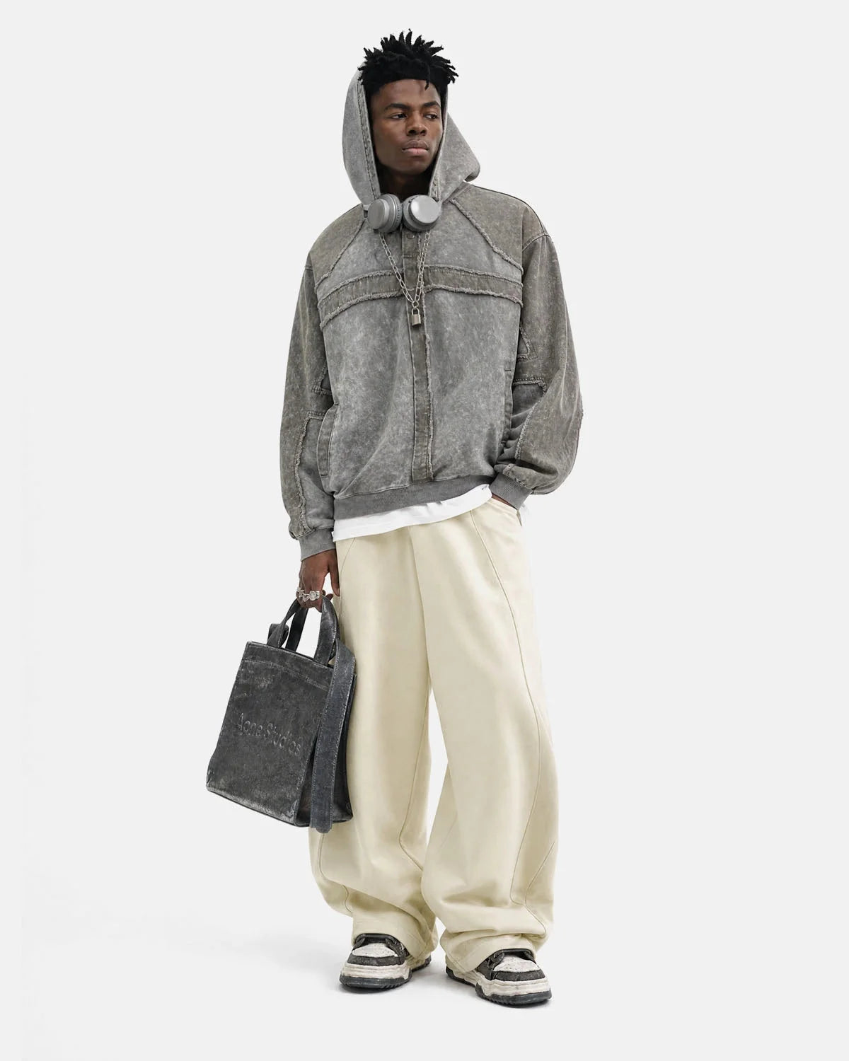 Omygoods Deconstructed Washed Boxy Hoodie