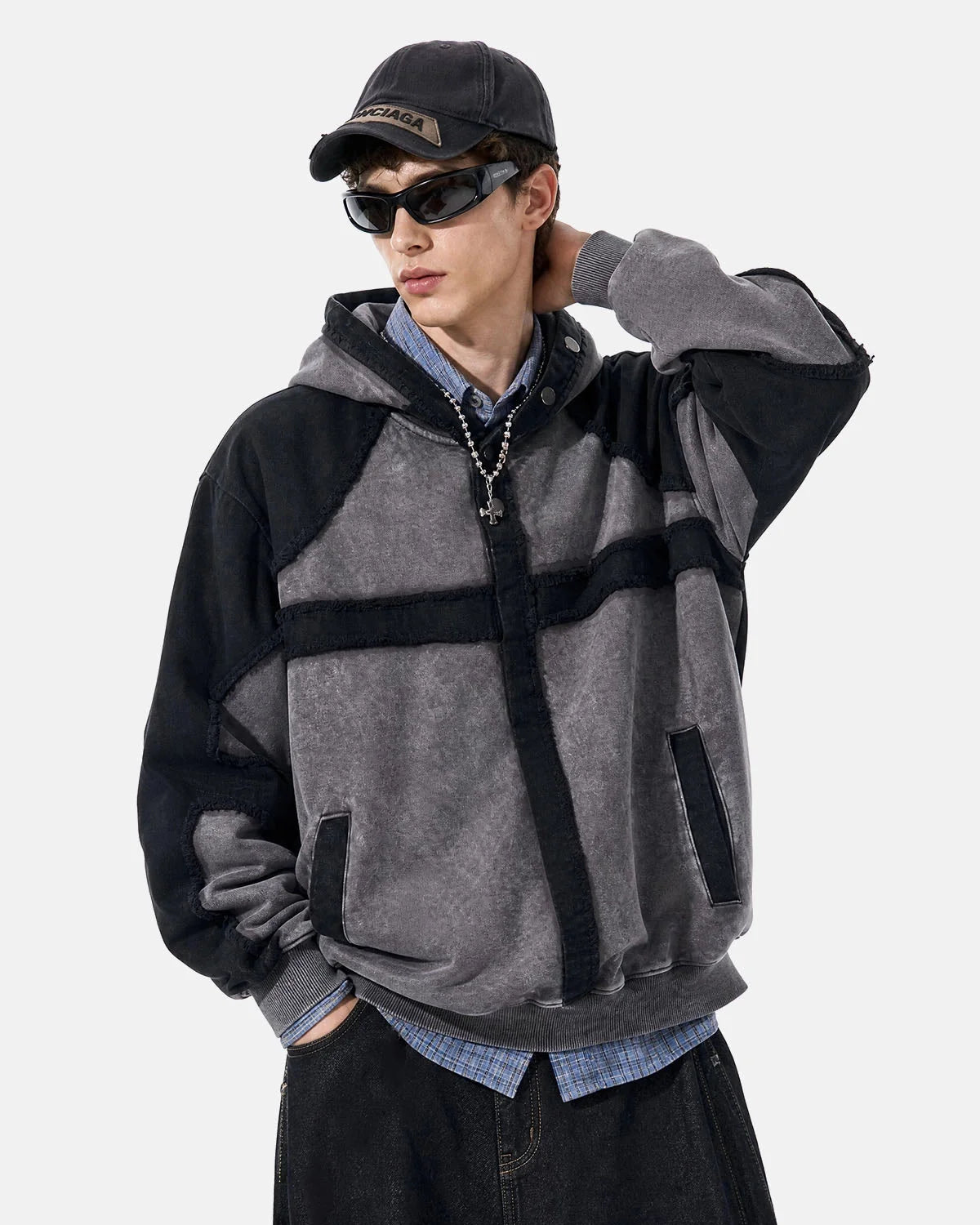 Omygoods Deconstructed Washed Boxy Hoodie