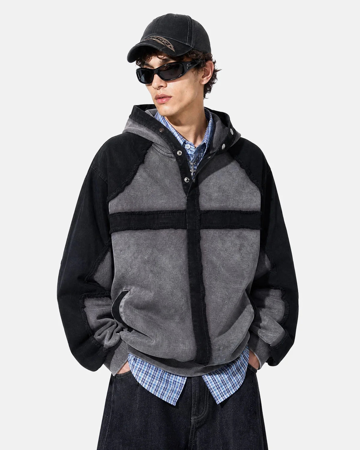 Omygoods Deconstructed Washed Boxy Hoodie