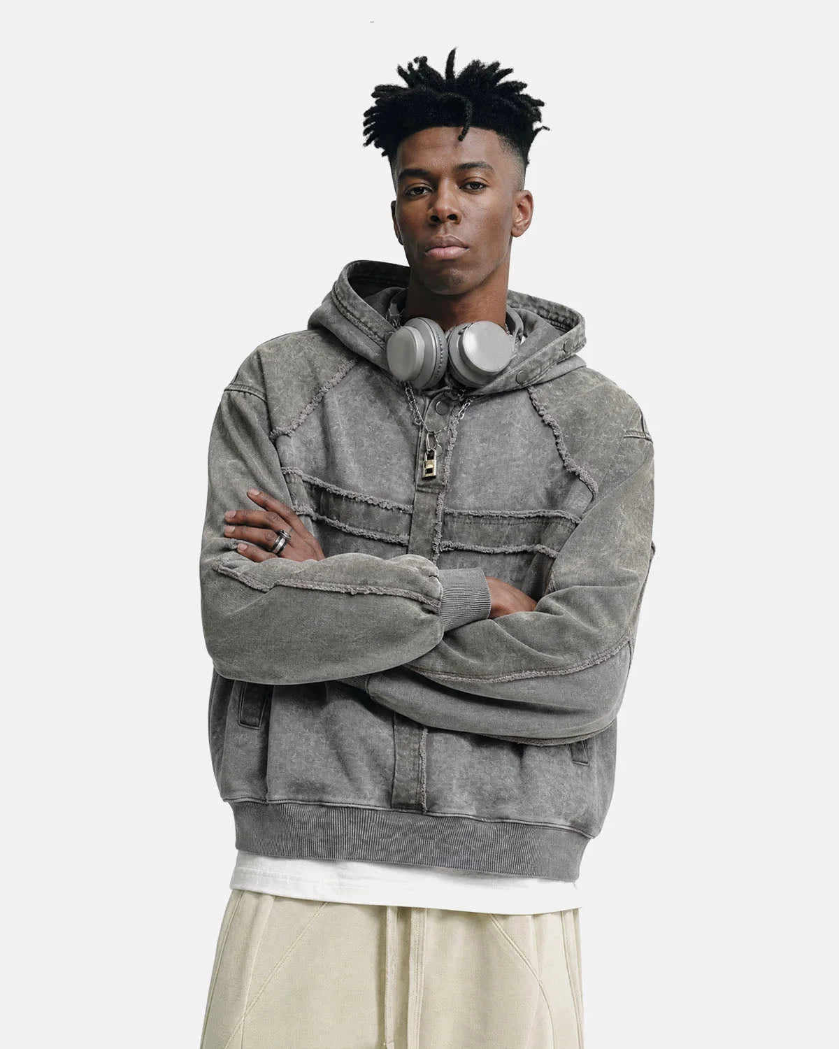 Omygoods Deconstructed Washed Boxy Hoodie