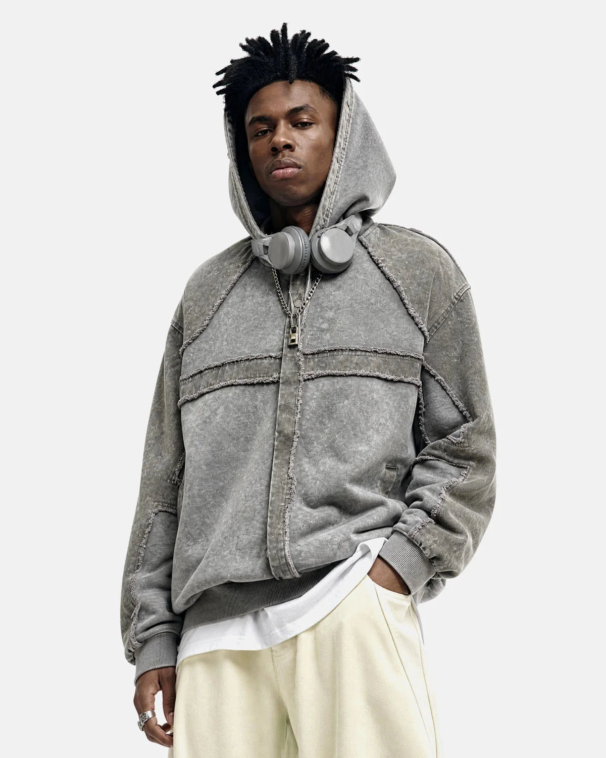Omygoods Deconstructed Washed Boxy Hoodie