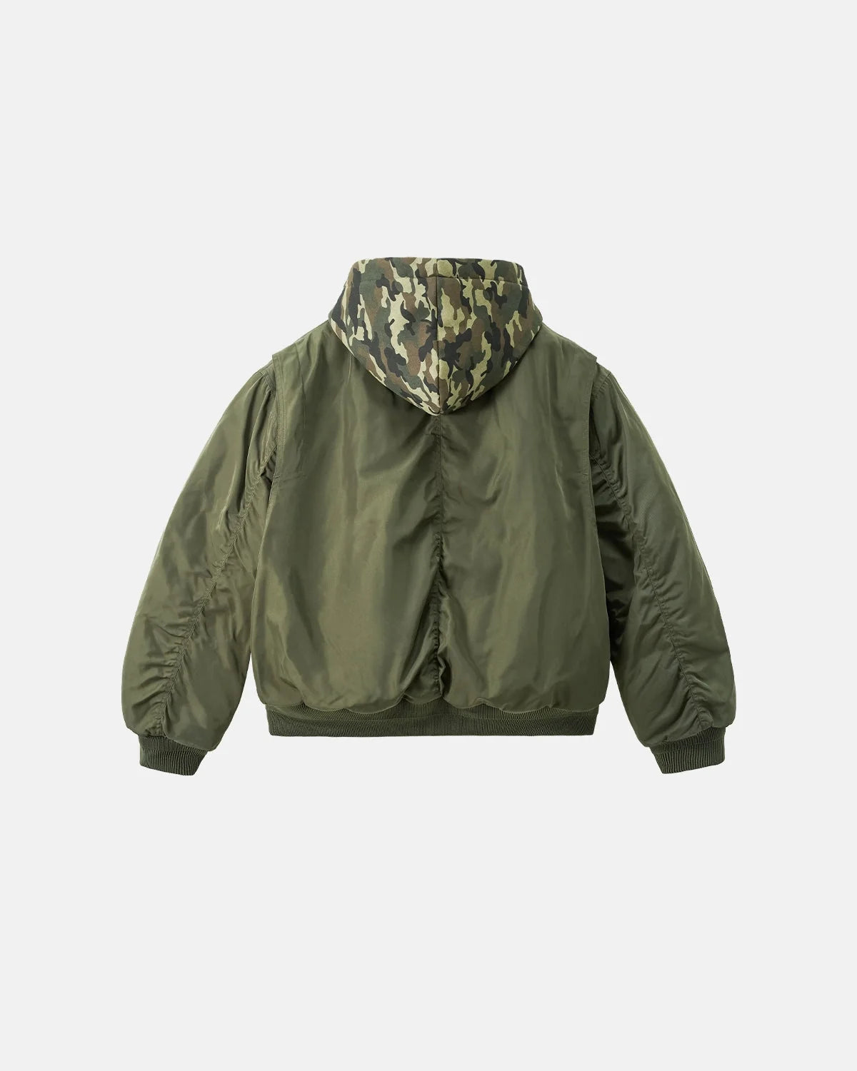 Omygoods Detachable Layered Camo Bomber Jacket