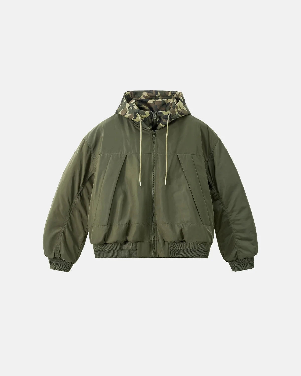 Omygoods Detachable Layered Camo Bomber Jacket