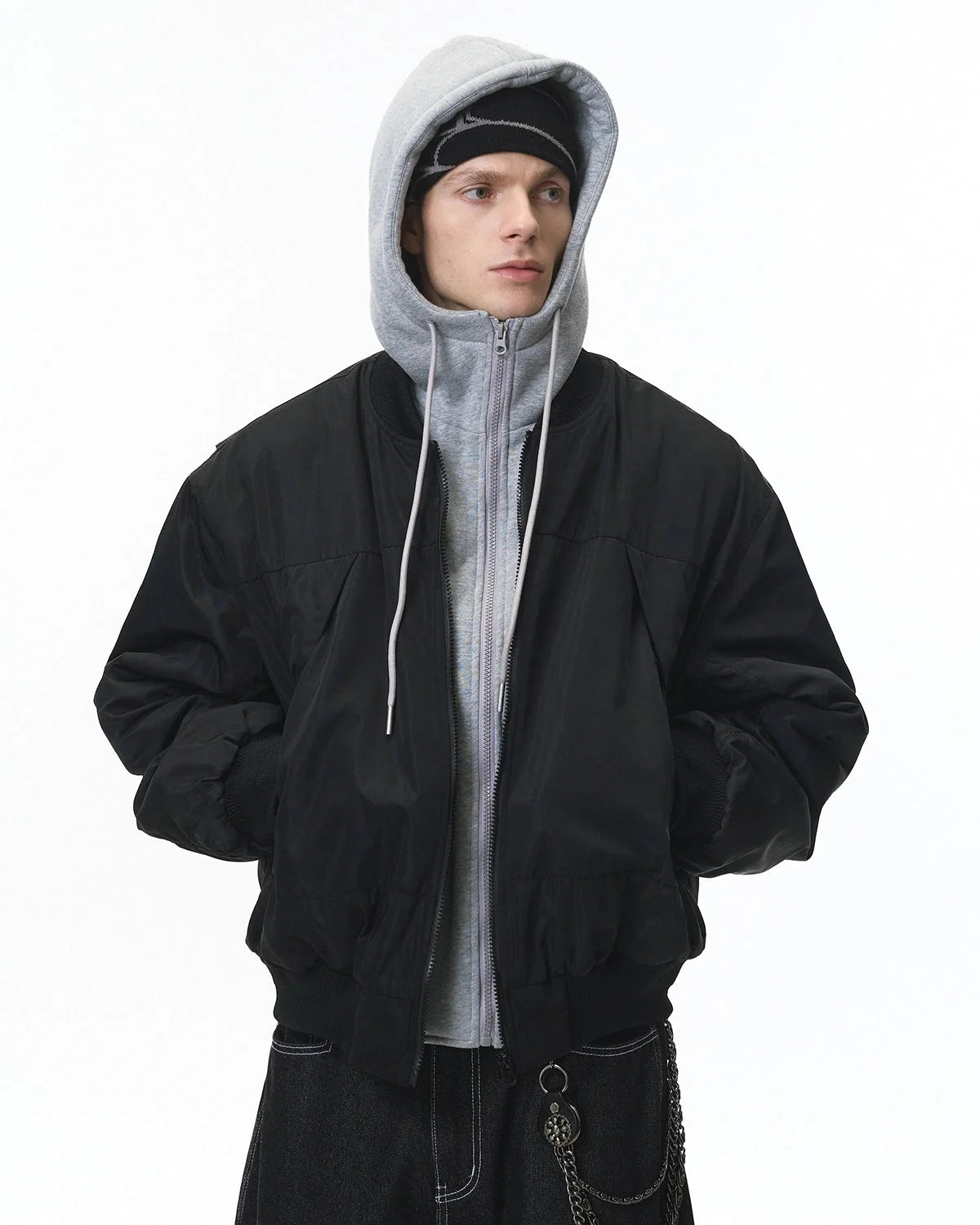 Omygoods Detachable Layered Camo Bomber Jacket