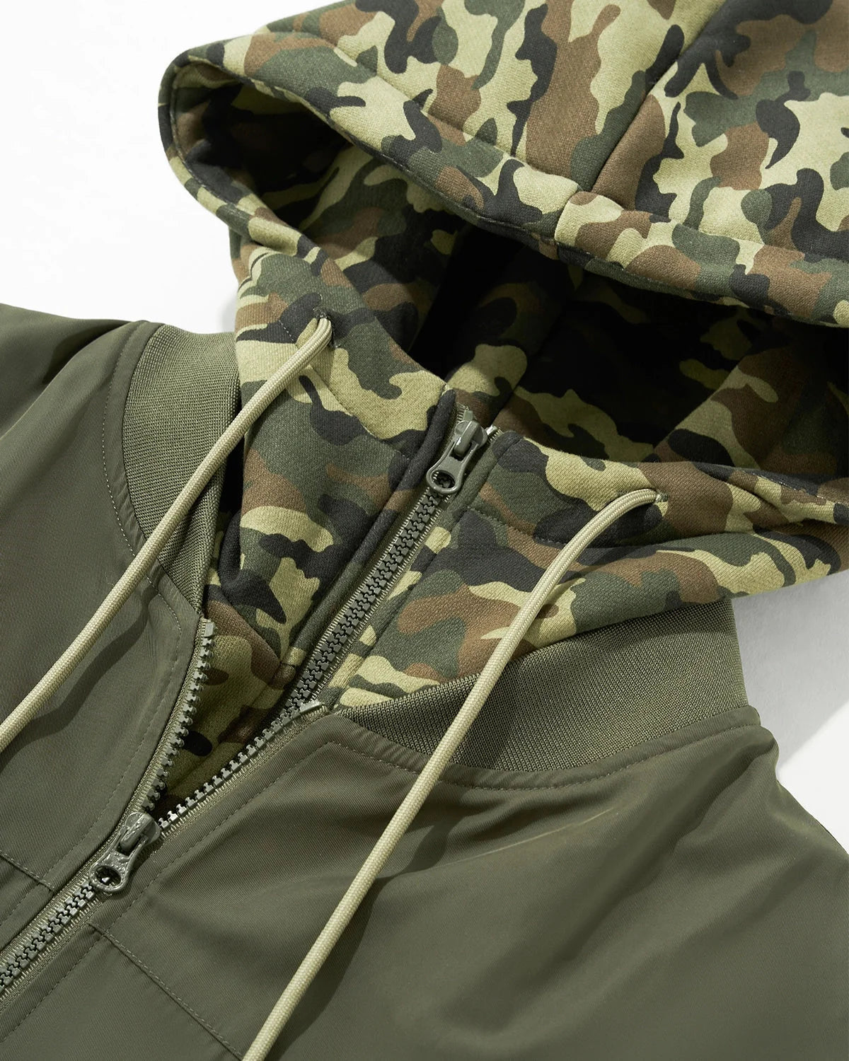 Omygoods Detachable Layered Camo Bomber Jacket