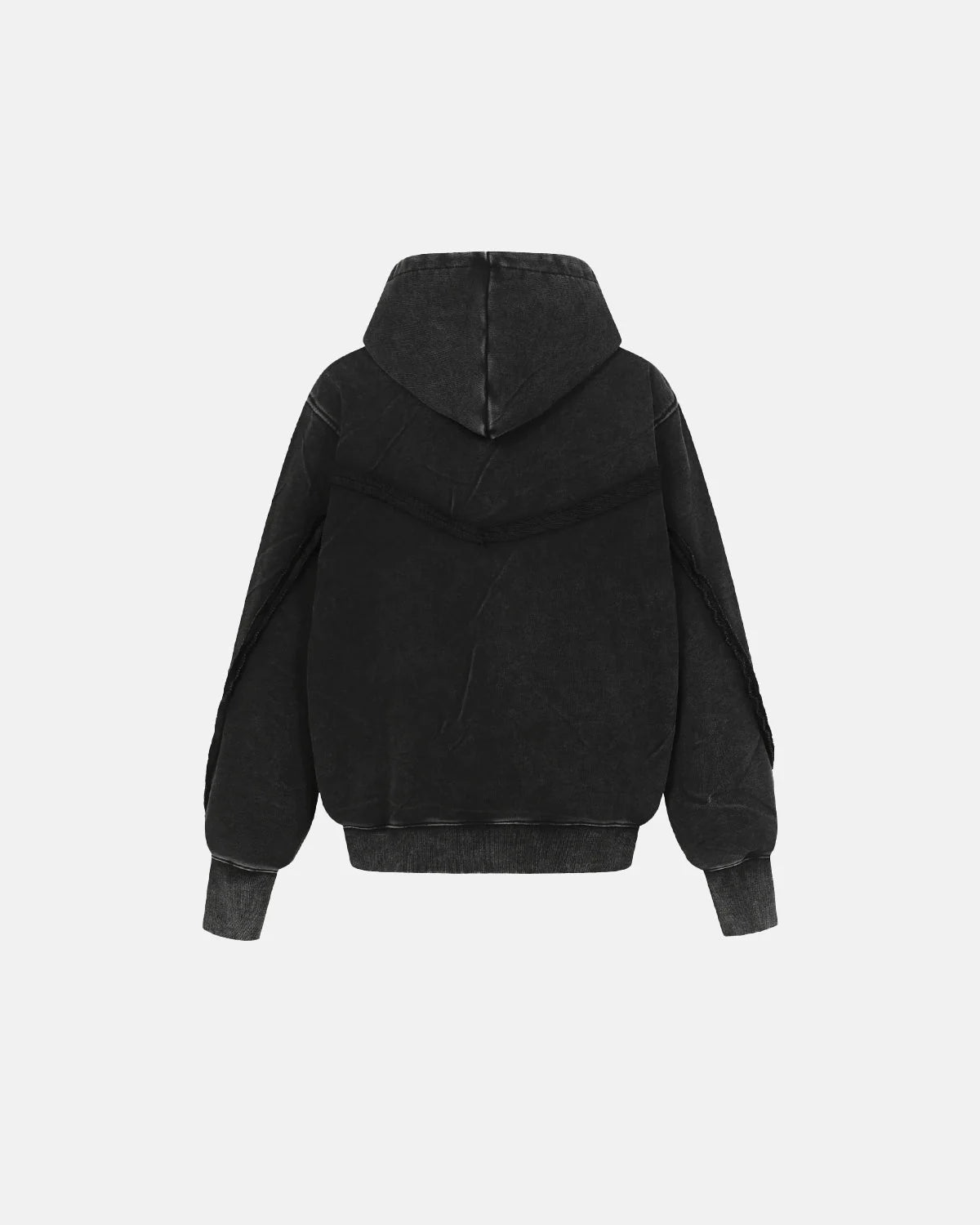 Omygoods Washed Boxy Asymmetric Zip Up Hoodie