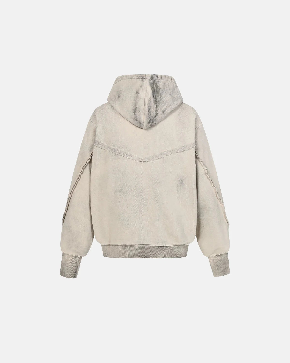 Omygoods Washed Boxy Asymmetric Zip Up Hoodie