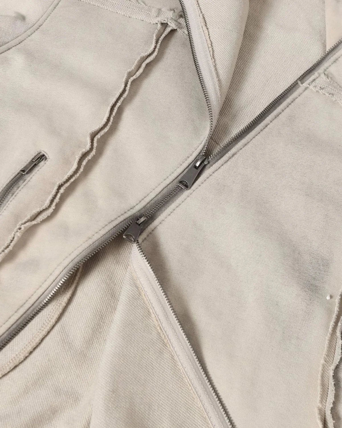 Omygoods Washed Boxy Asymmetric Zip Up Hoodie