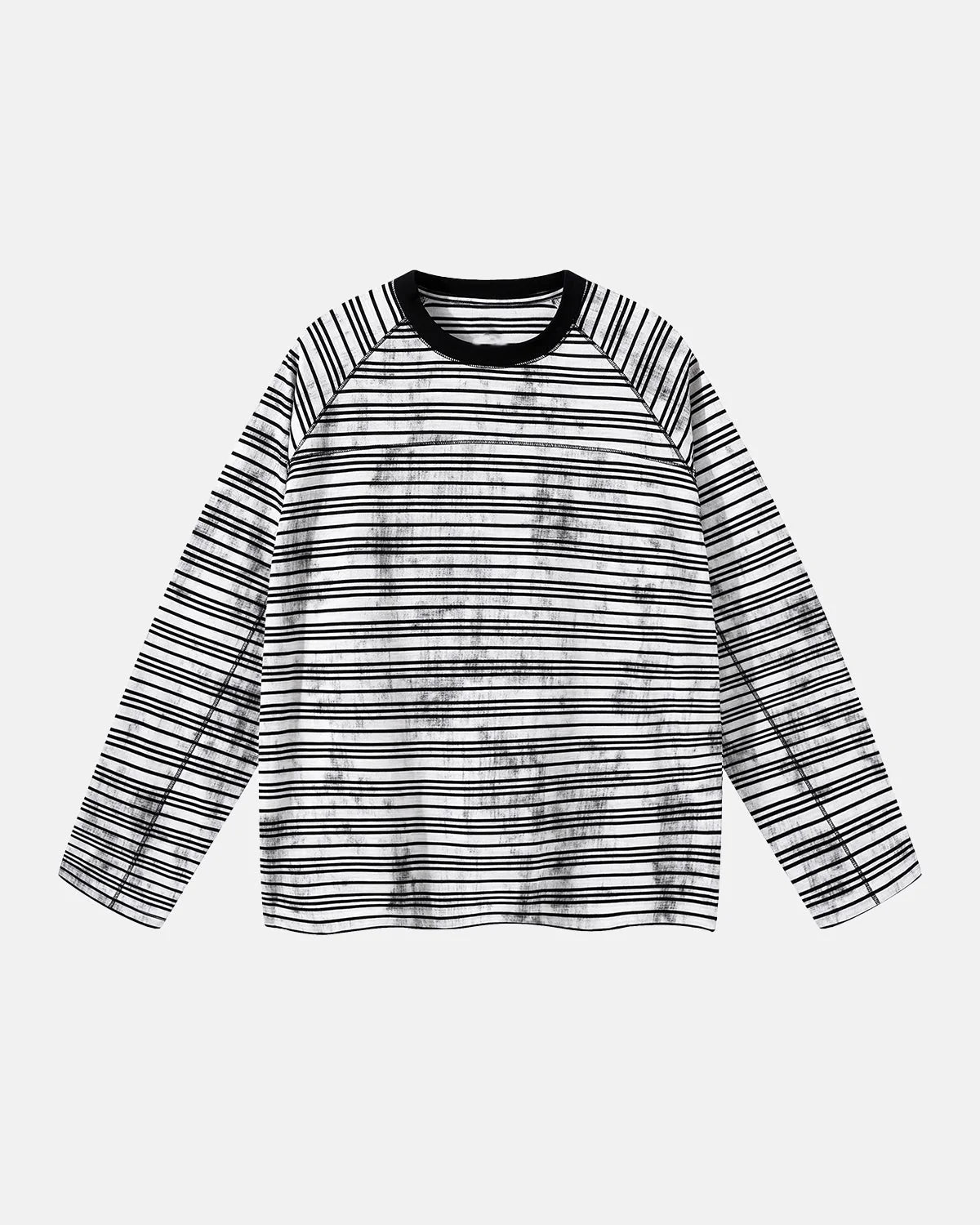 Omygoods Dirty Dye Stripe Raglan Long Sleeve Tee