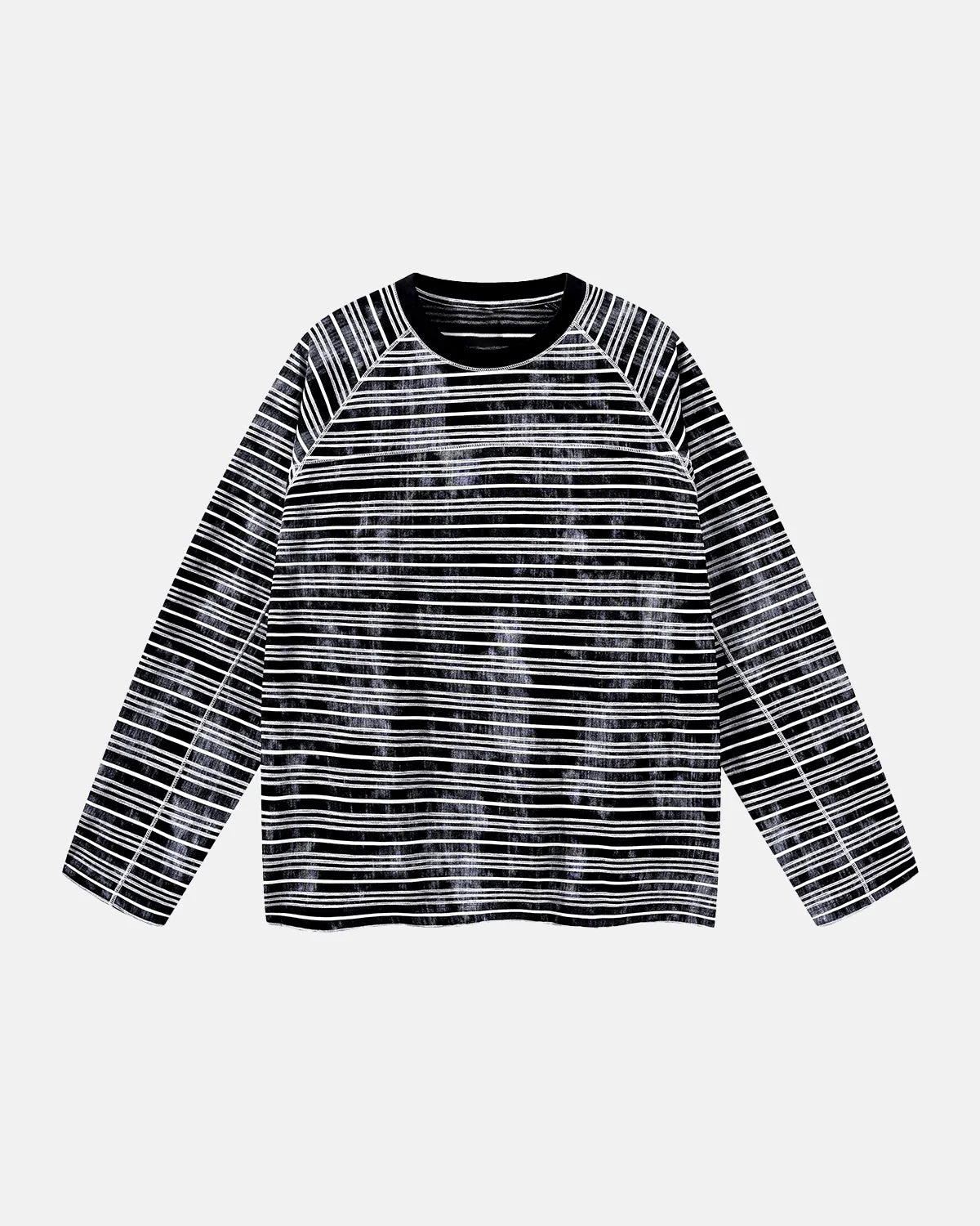 Omygoods Dirty Dye Stripe Raglan Long Sleeve Tee