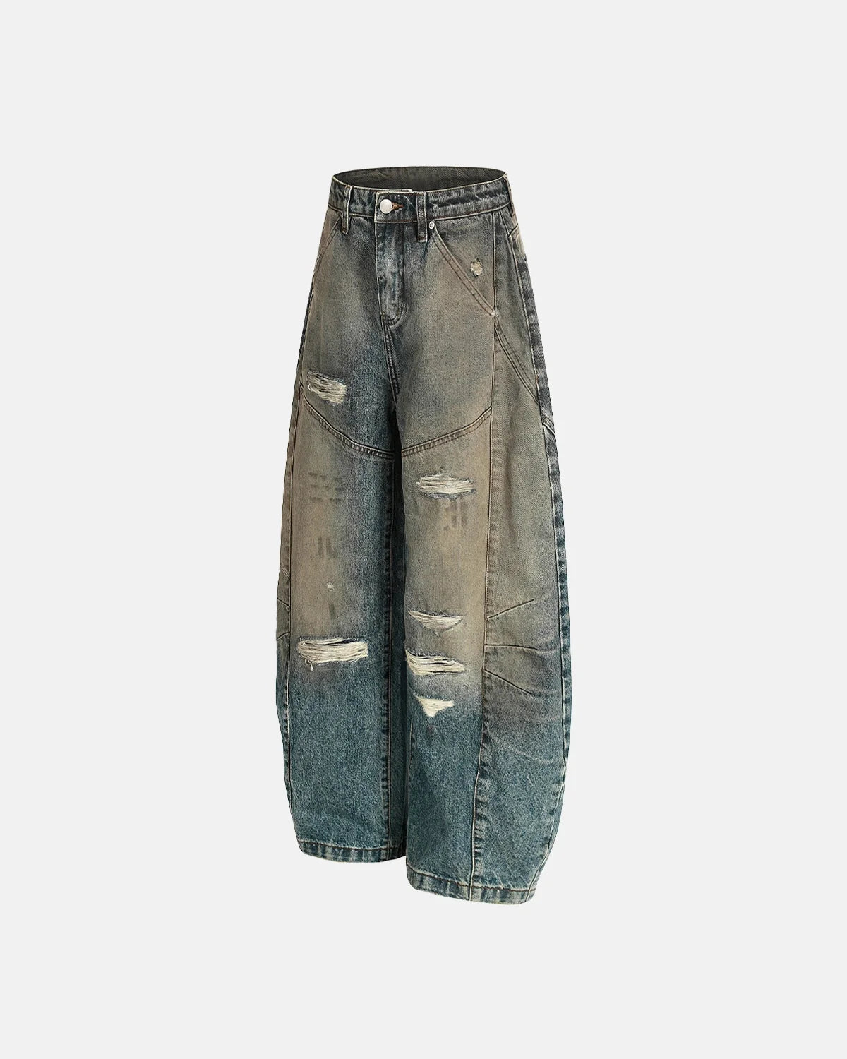 Omygoods Distressed Dirty Wash Barrel Jeans
