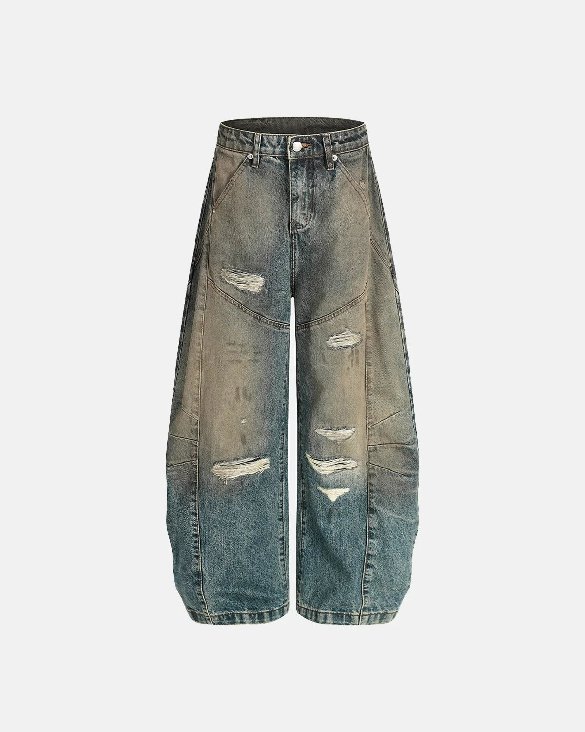 Omygoods Distressed Dirty Wash Barrel Jeans