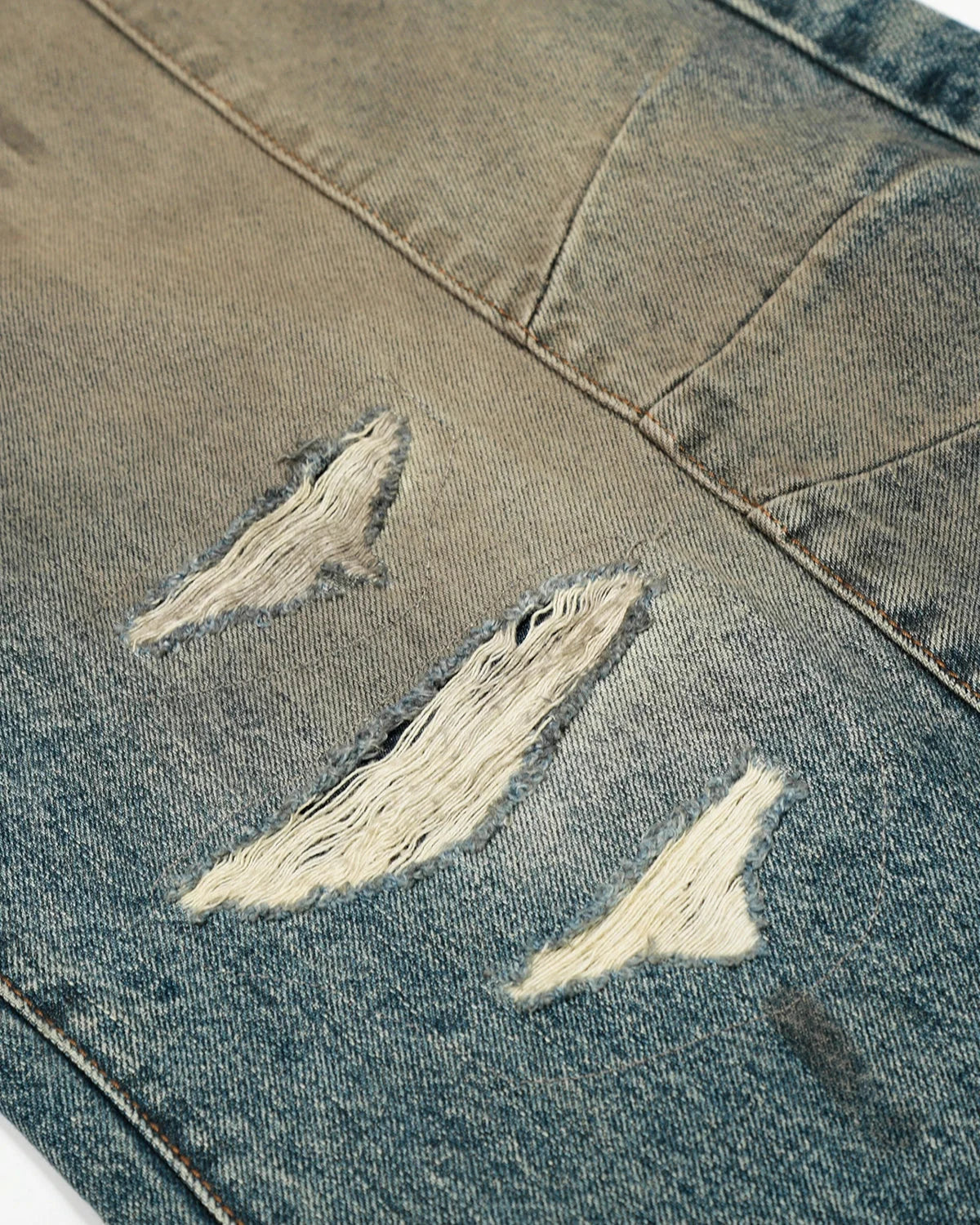Omygoods Distressed Dirty Wash Barrel Jeans